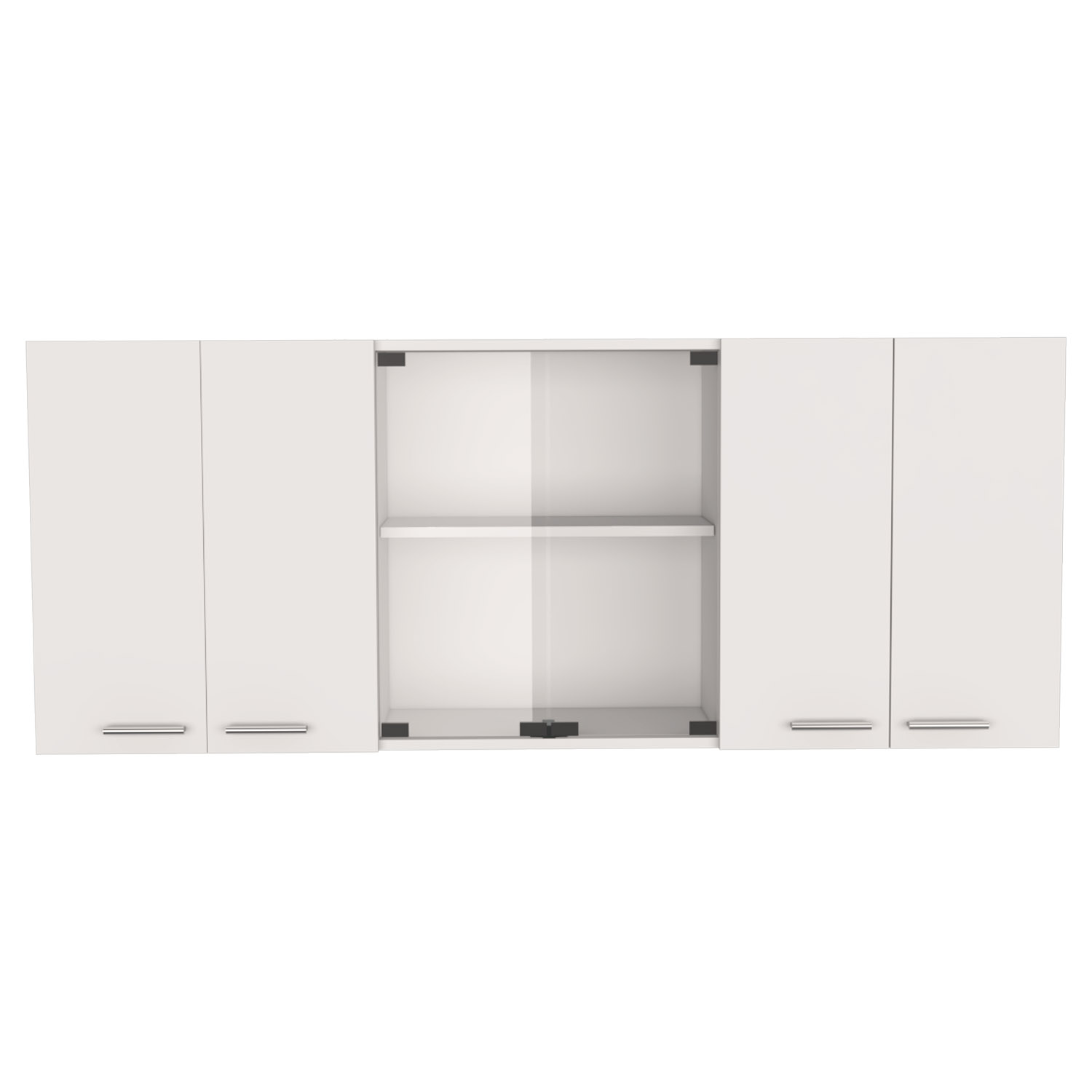 Shelton 59-inch Two Center Glass Doors Wall Cabinet White