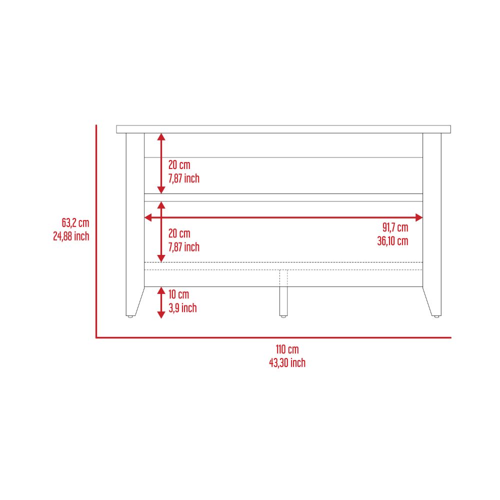 Light Oak 2-Shelf Rectangle Storage Bench