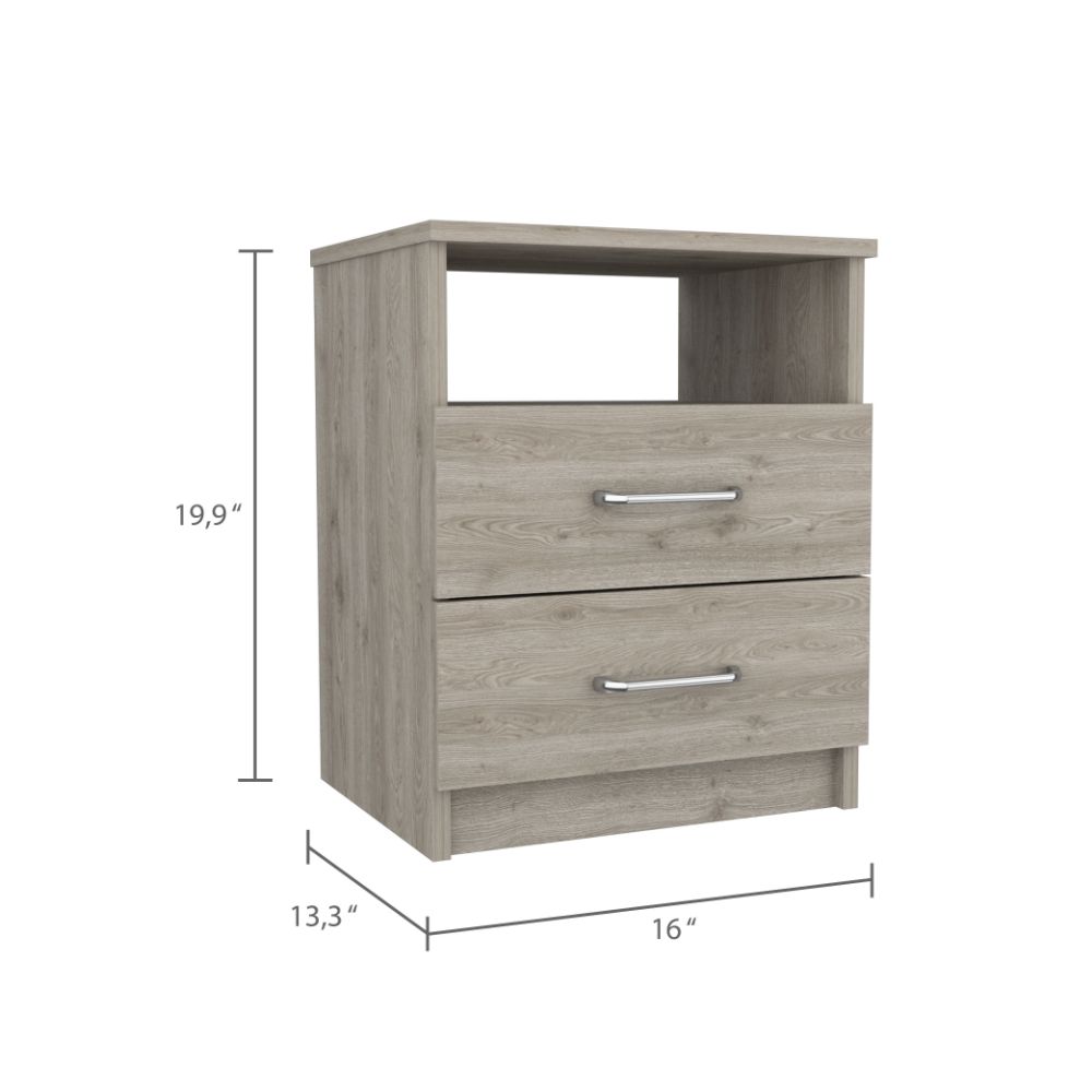 Brookeline 2-Drawer 1-Shelf Rectangle Nightstand Light Grey