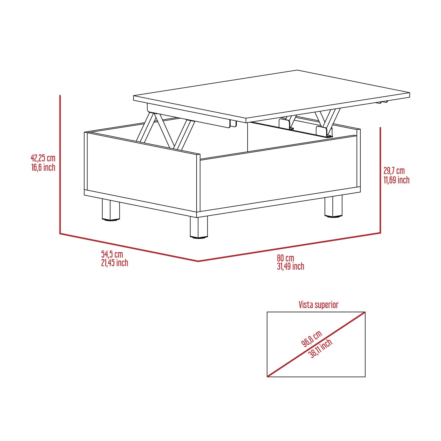 Tilton Rectangle Lift Top  Coffee Table White Oak