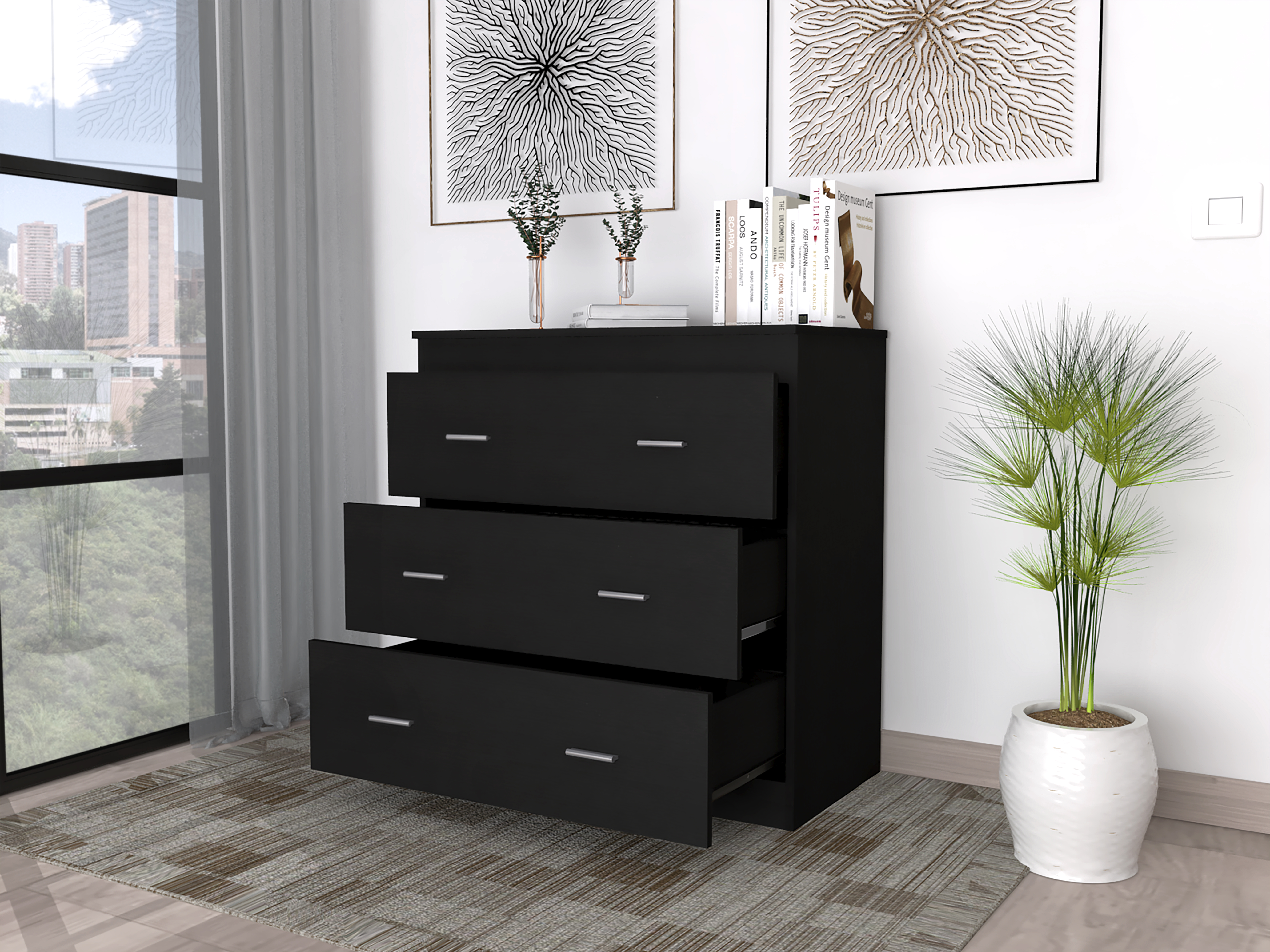 Montclair 3-Drawer Dresser Black