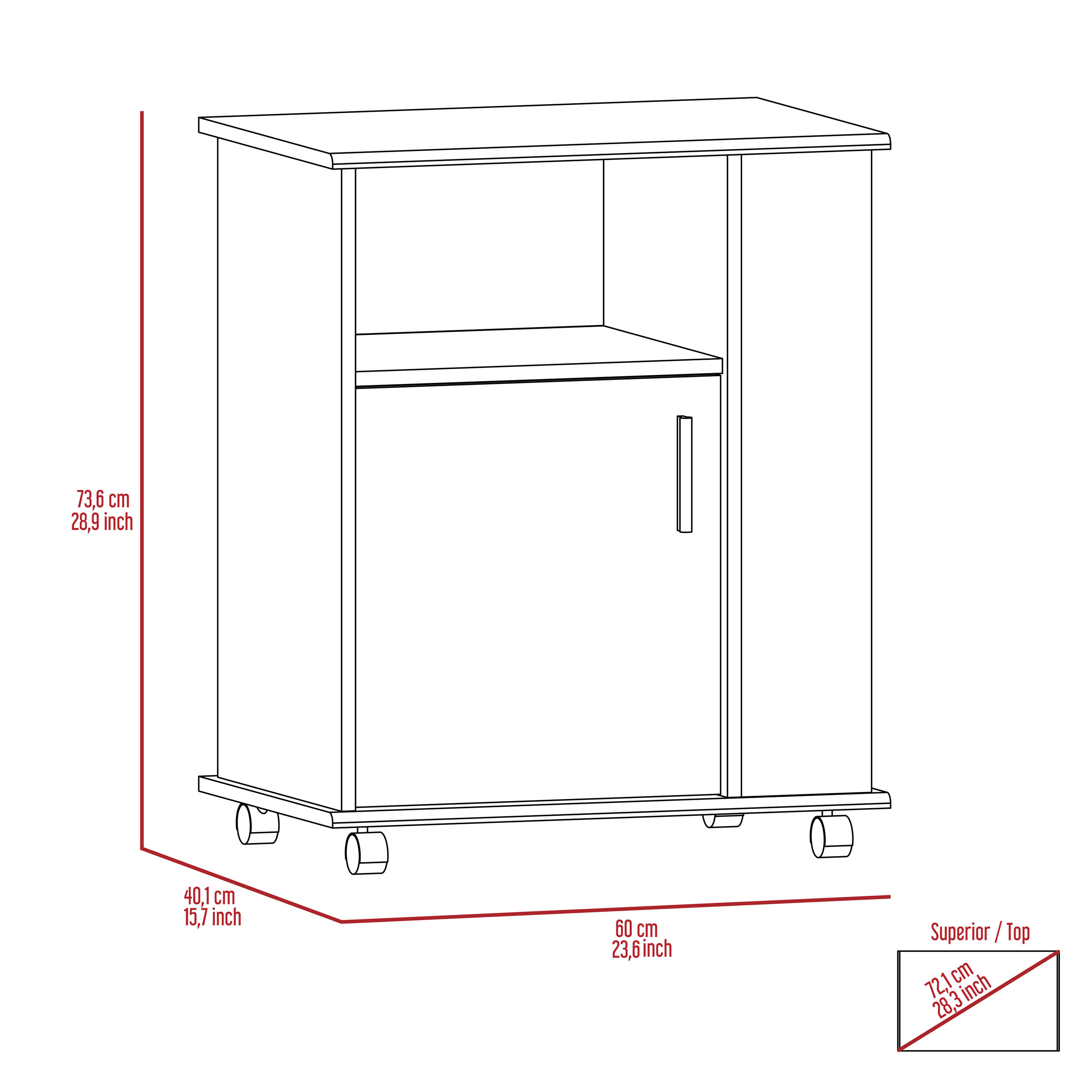 Correy 4-Shelf Microwave Cabinet with Caster Black Wengue