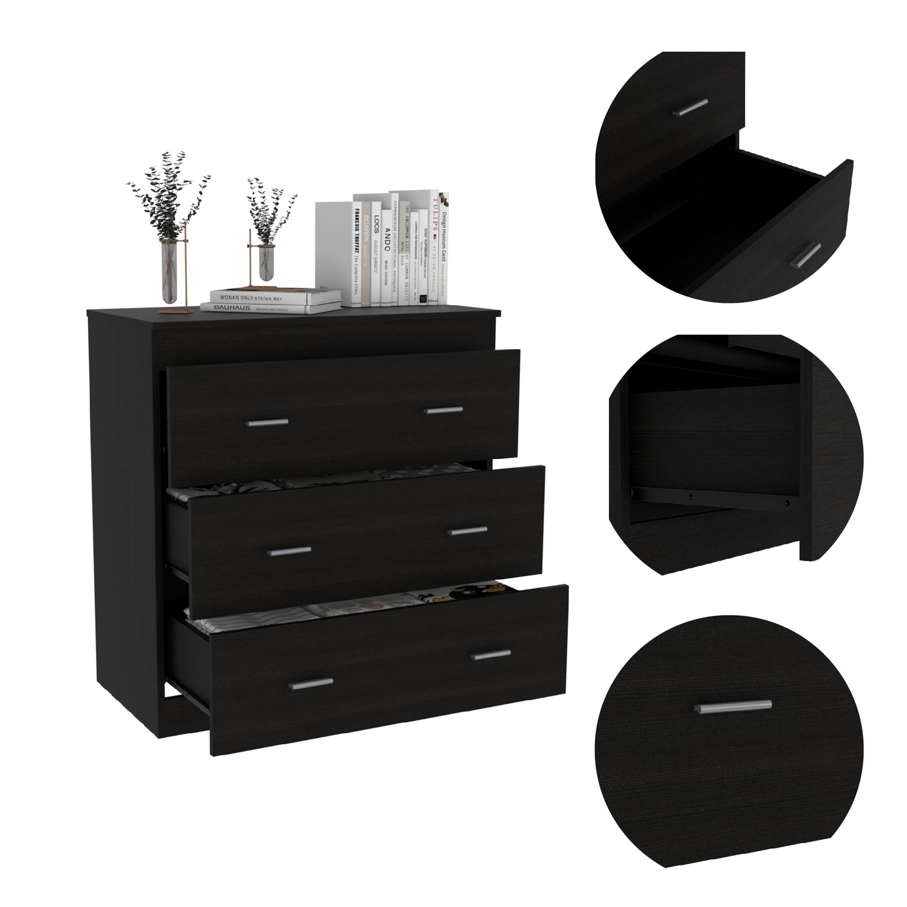 Montclair 3-Drawer Dresser Black