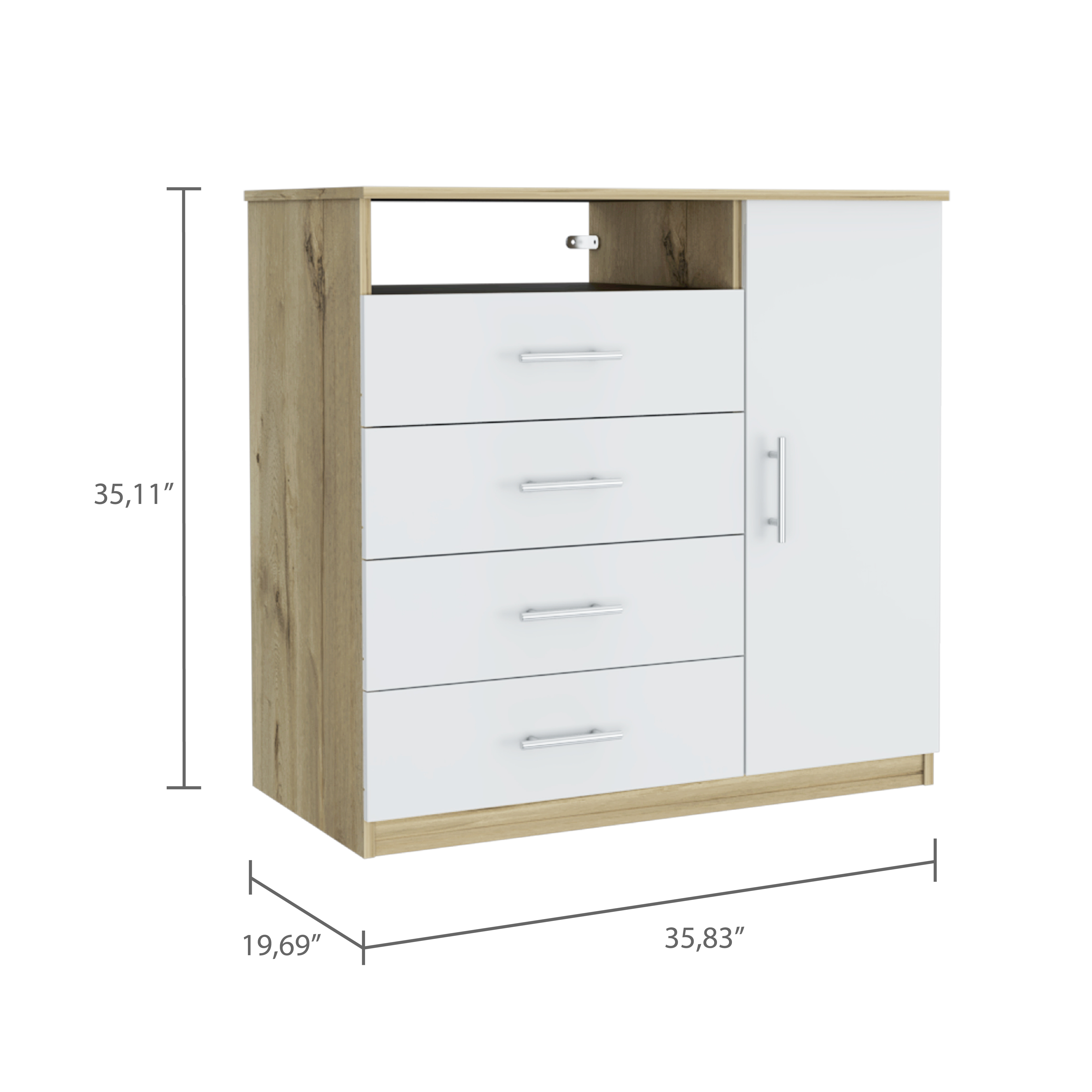 Baylon 4-Drawer 1-Shelf Dresser White