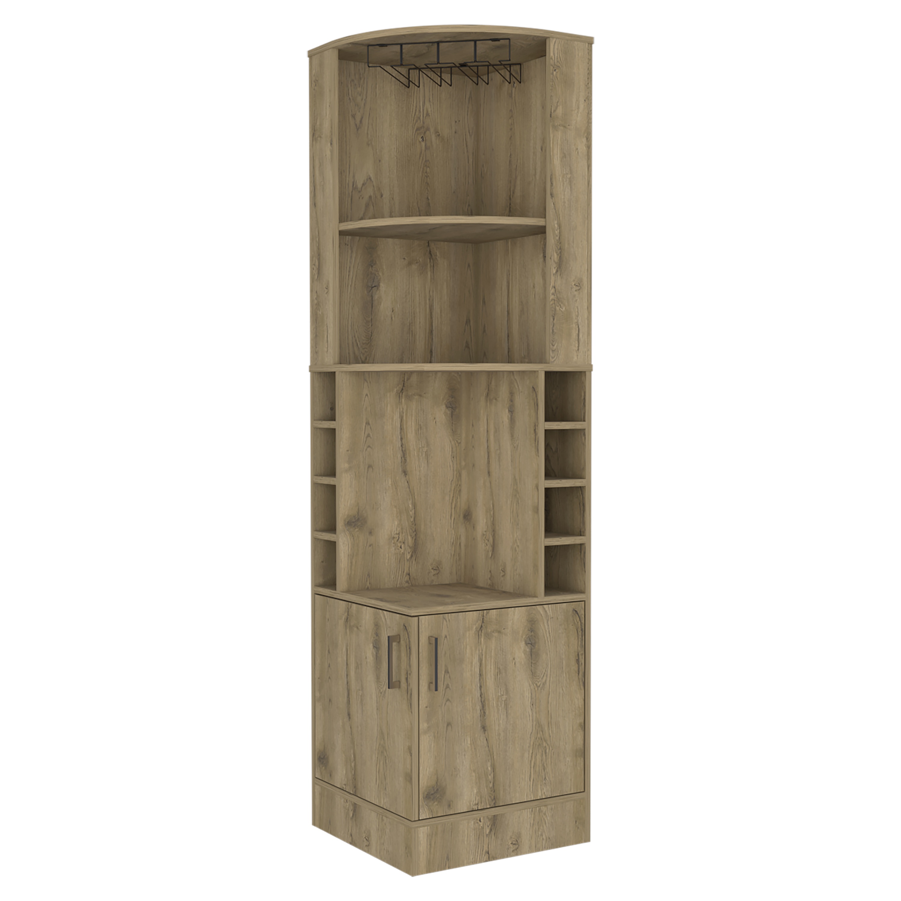 Macadamia 8-Bottle 2-Shelf Bar Cabinet