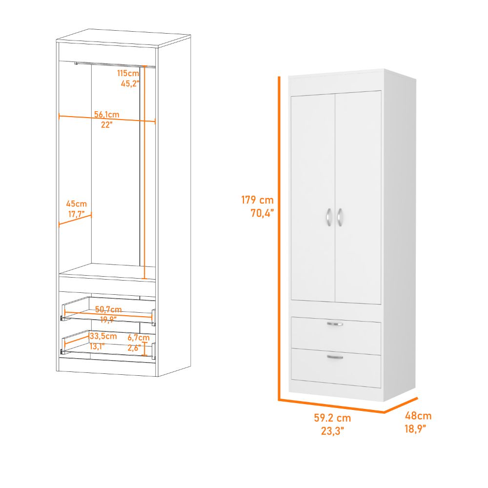 White 2-Drawer Armoire