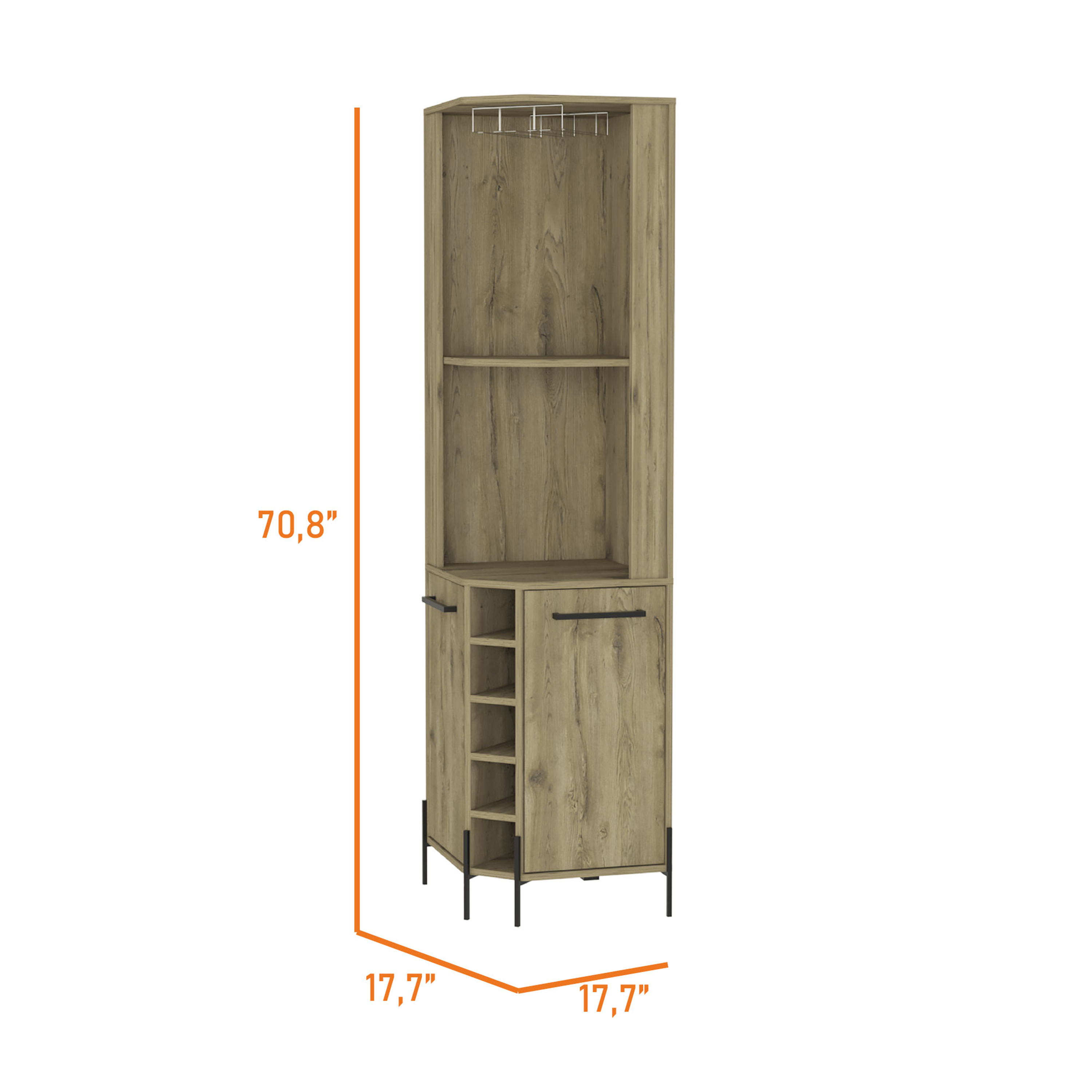 Macadamia 5-Bottle 2-Shelf Bar Cabinet