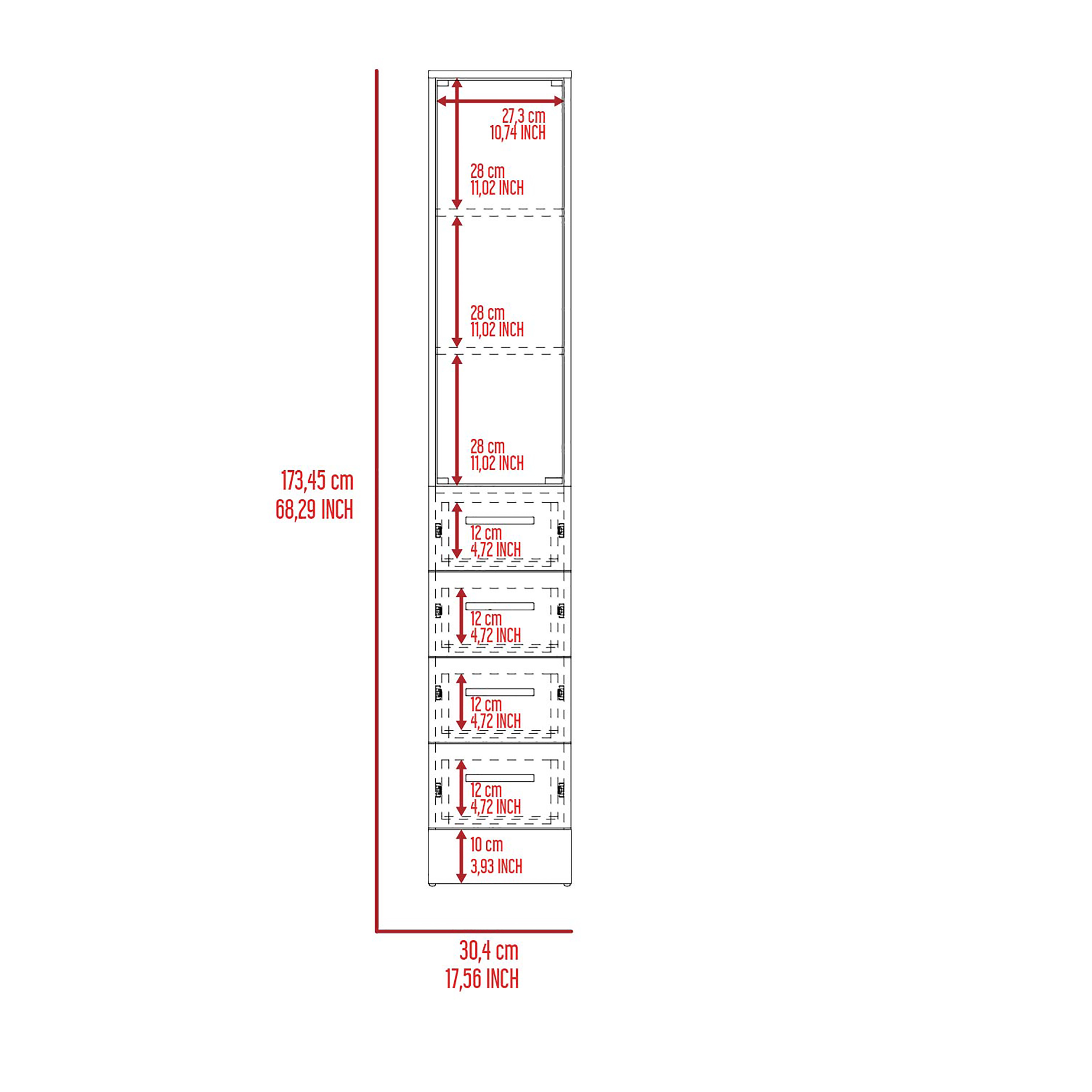 White 3-Drawer 3-Shelf Linen Cabinet