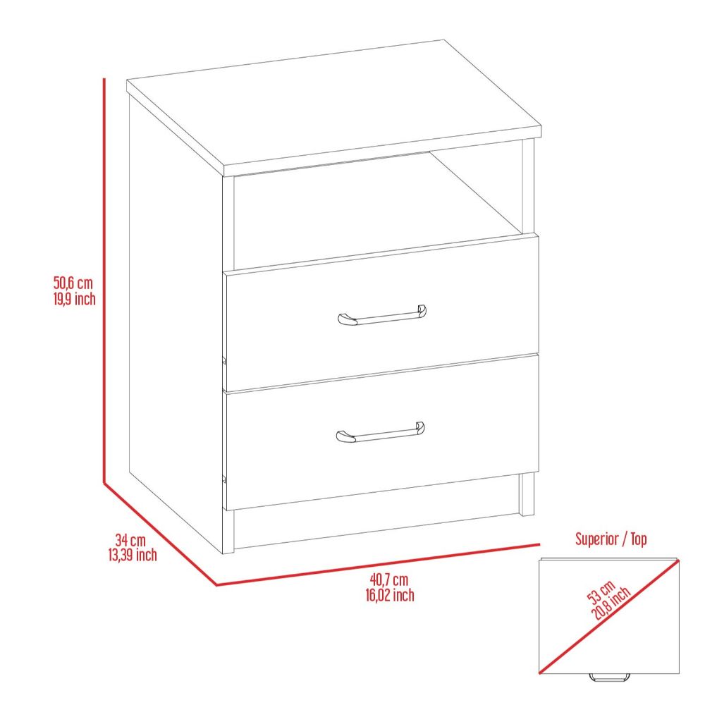 Brookeline 2-Drawer 1-Shelf Rectangle Nightstand Light Grey