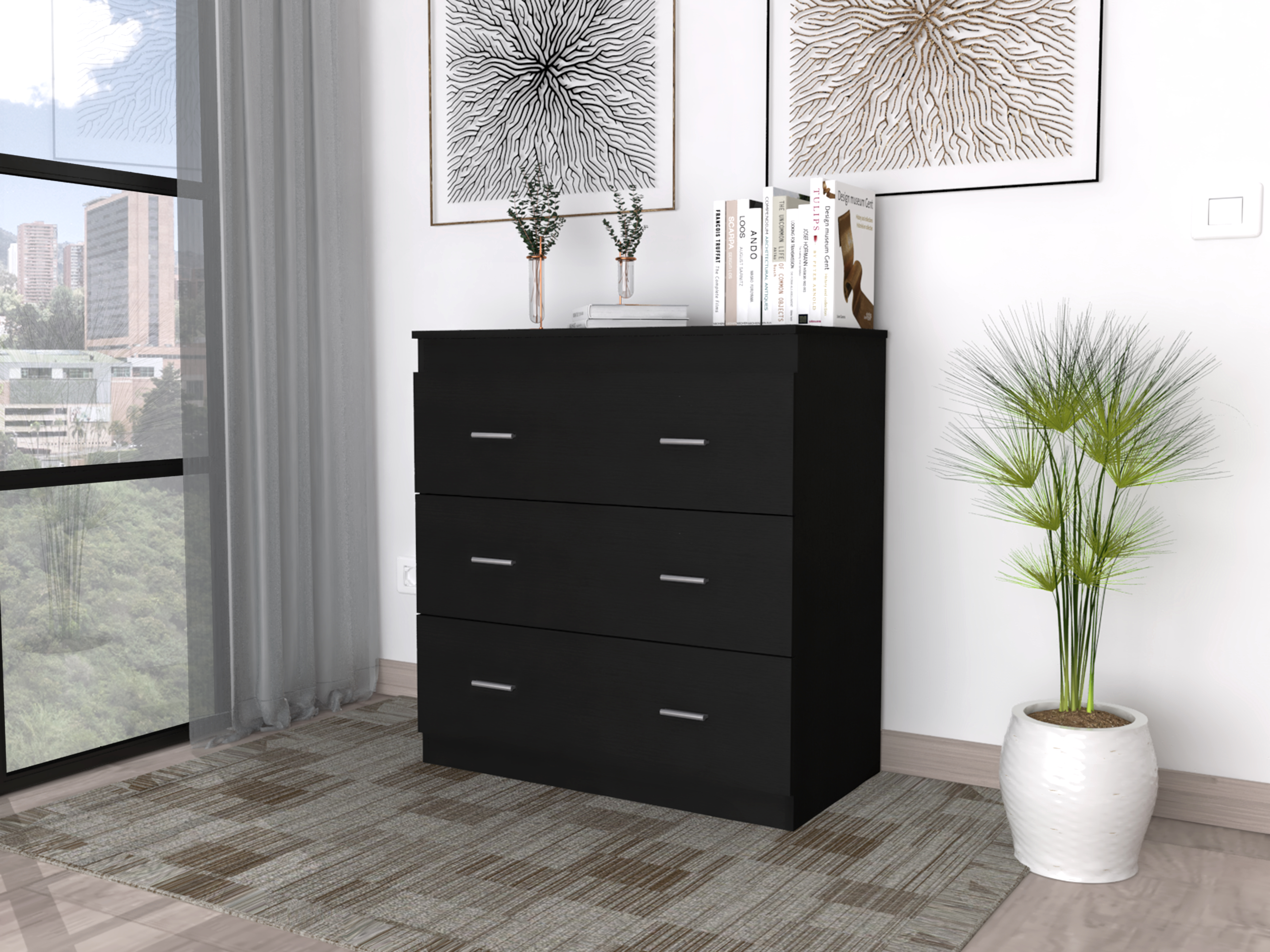 Montclair 3-Drawer Dresser Black