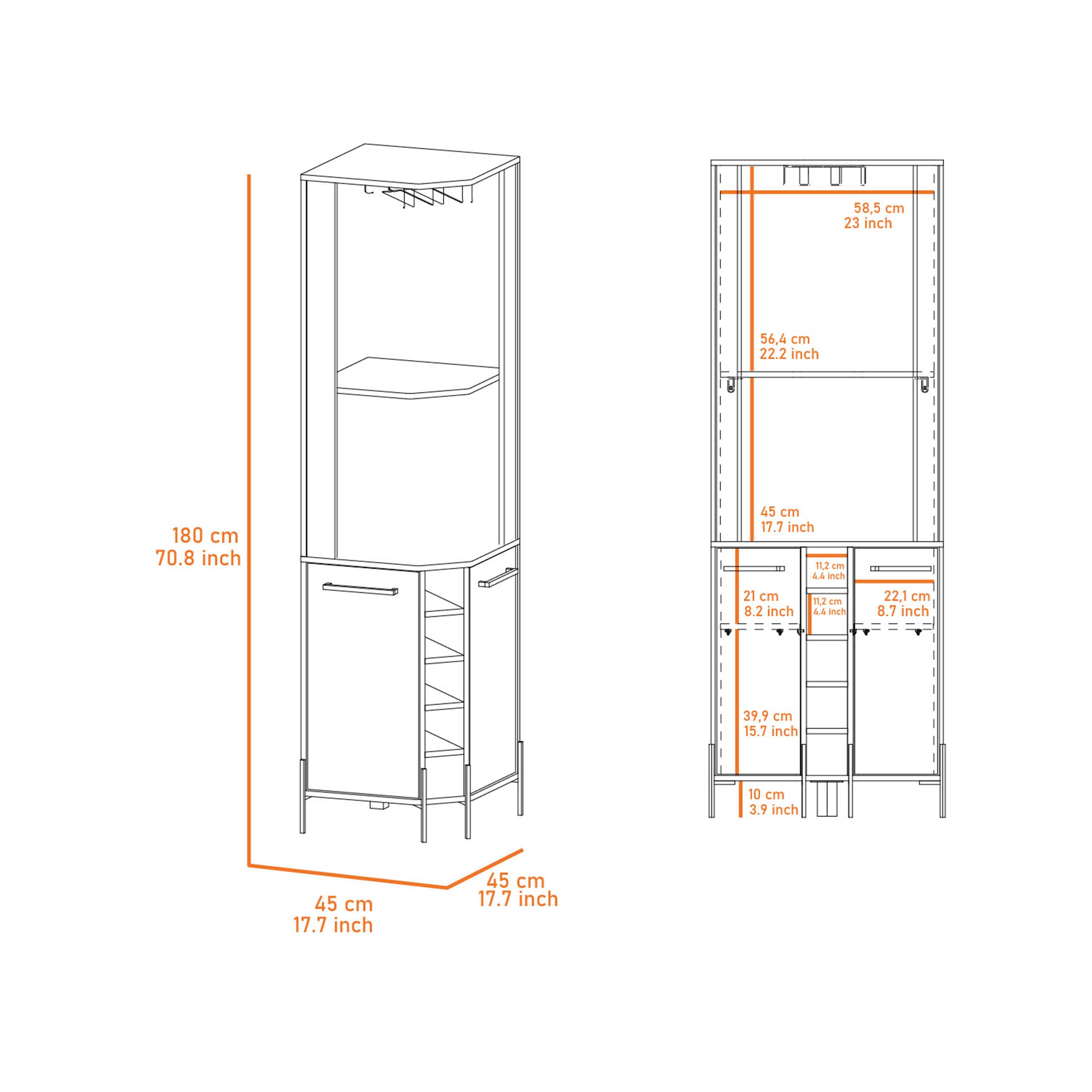 Macadamia 5-Bottle 2-Shelf Bar Cabinet