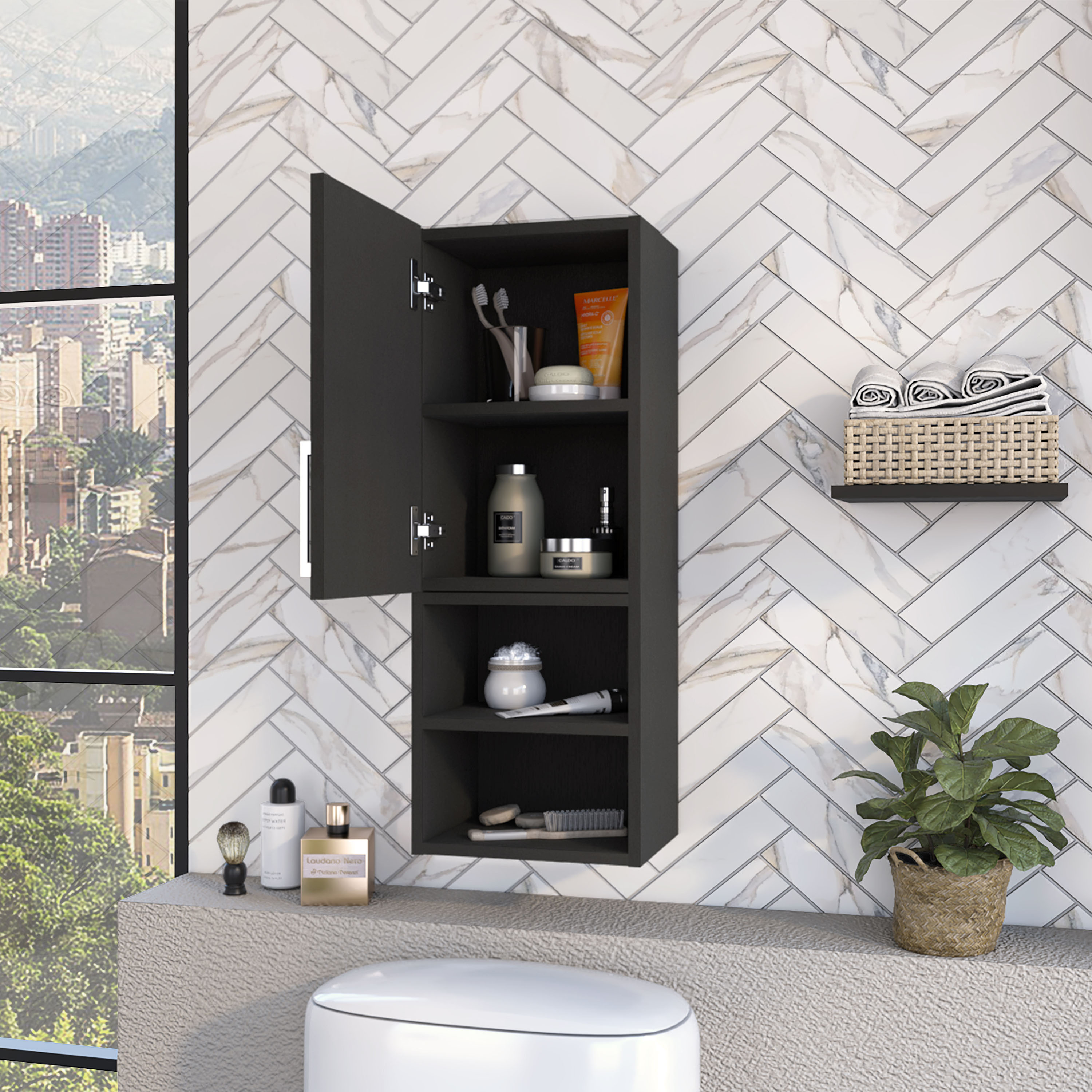 Black Wengue 2-Shelf Medicine Cabinet