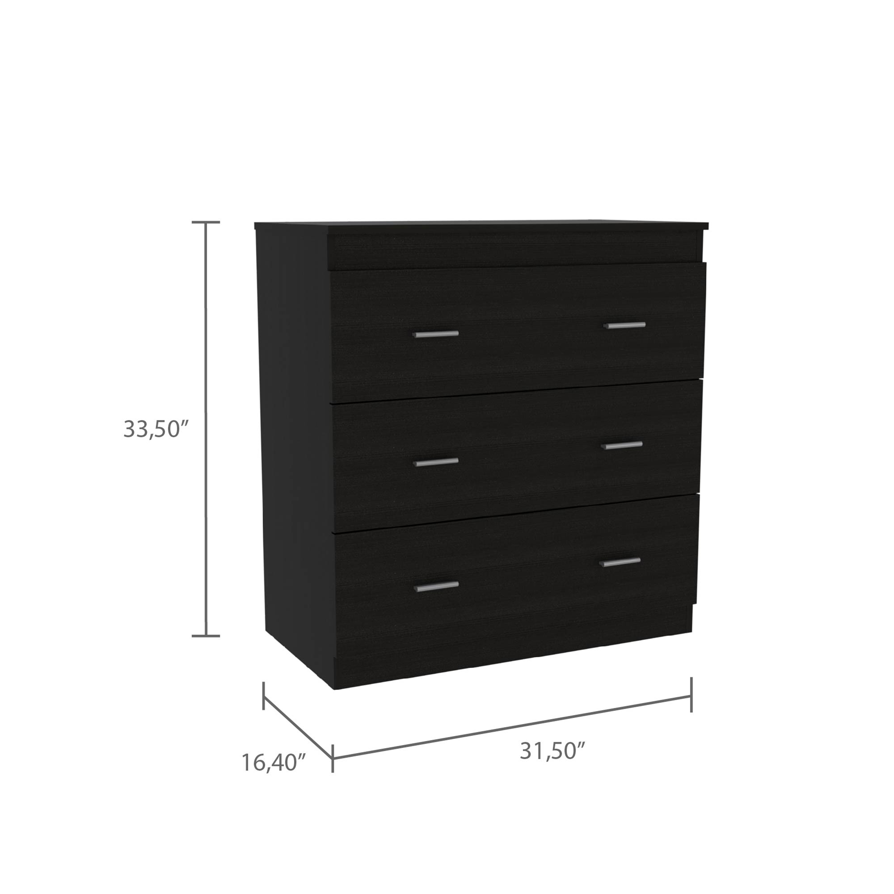 Montclair 3-Drawer Dresser Black