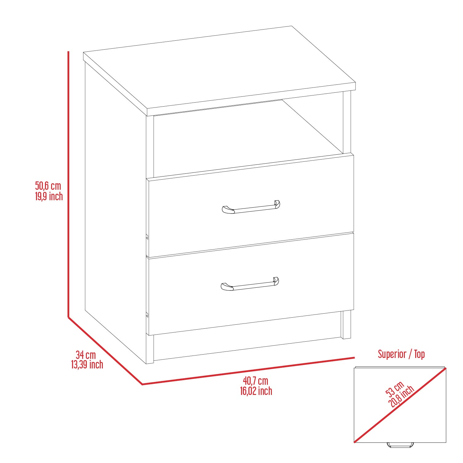 Brookeline 2-Drawer 1-Shelf Rectangle Nightstand White