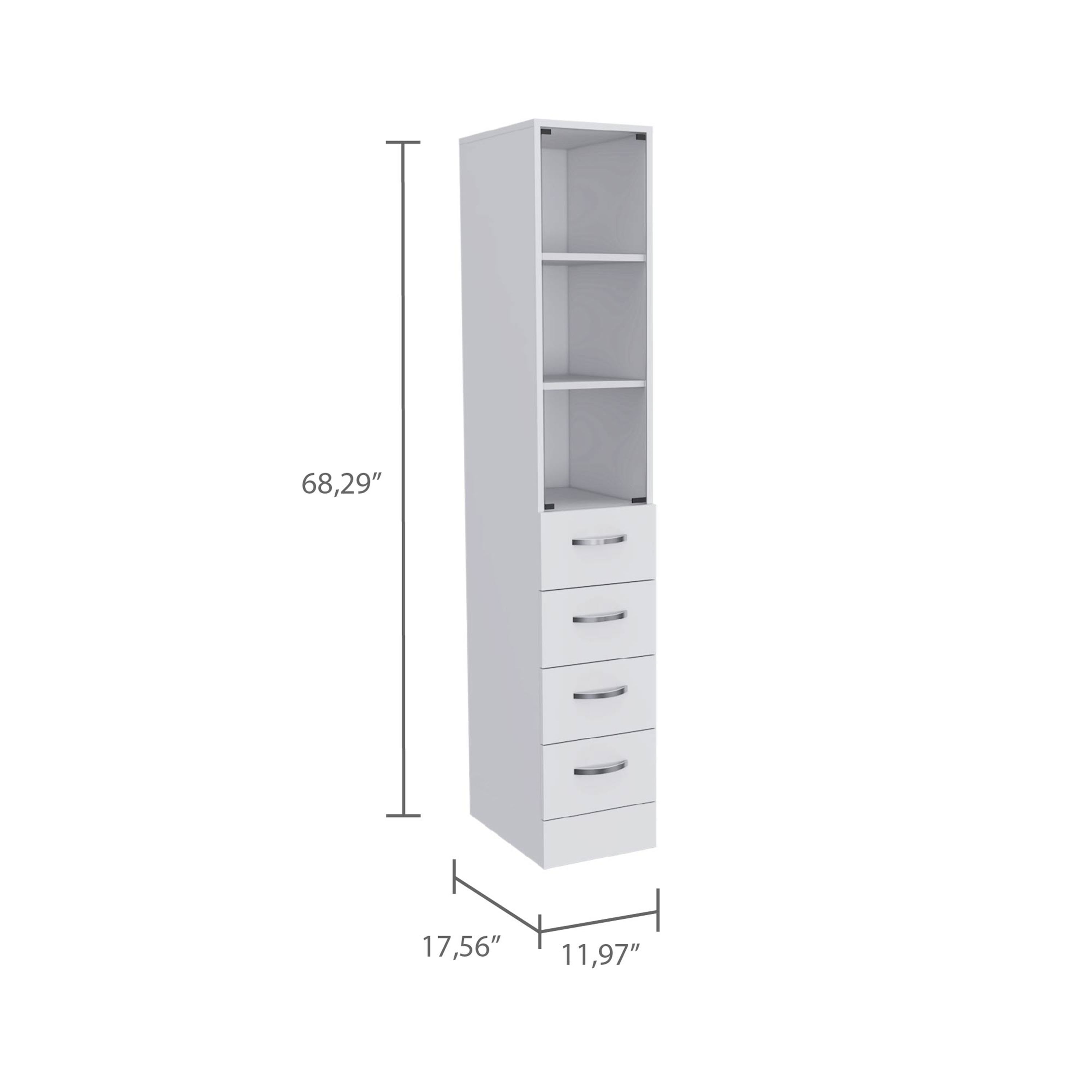 White 3-Drawer 3-Shelf Linen Cabinet