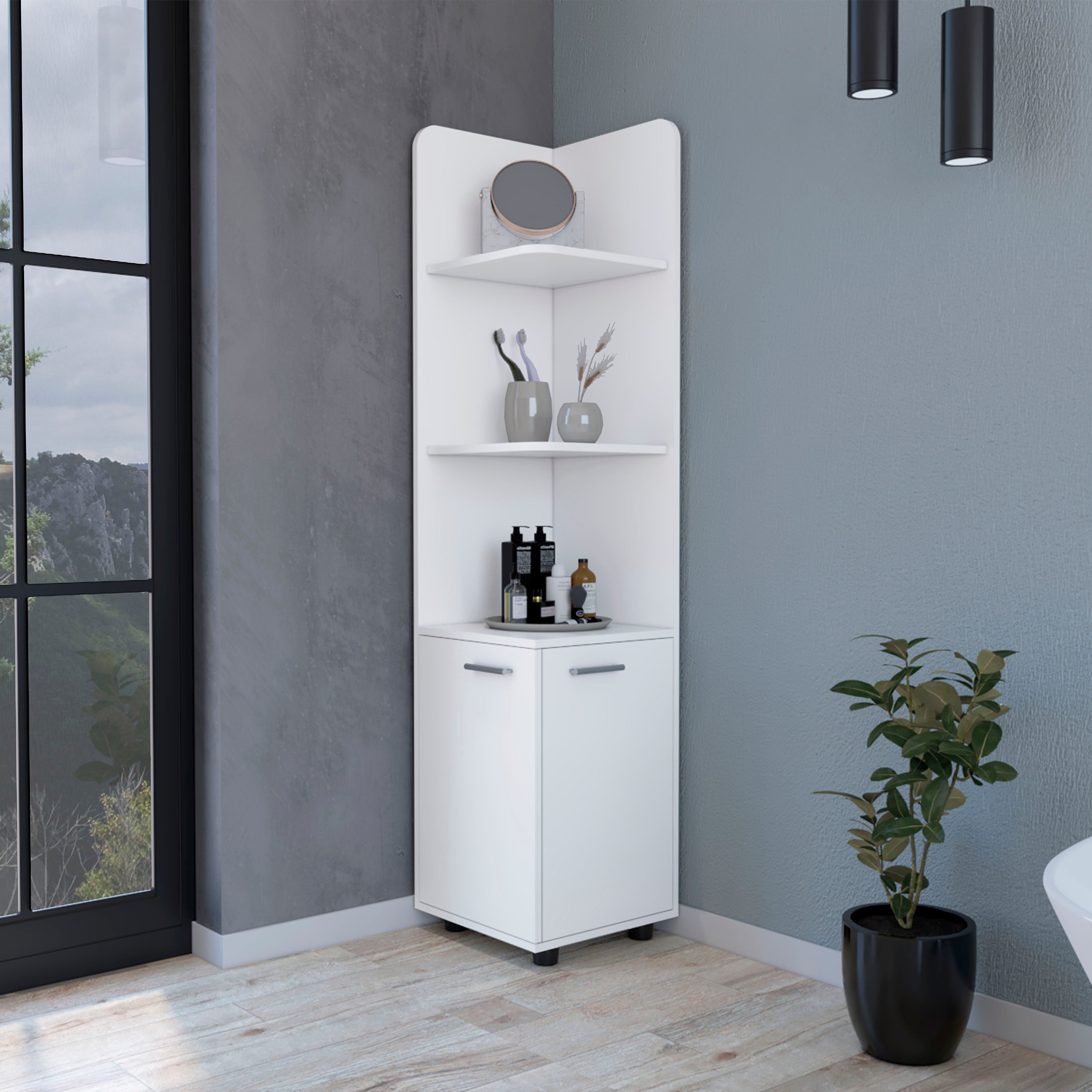 Klay 2-Door 4-Shelf Tall Storage Cabinet White