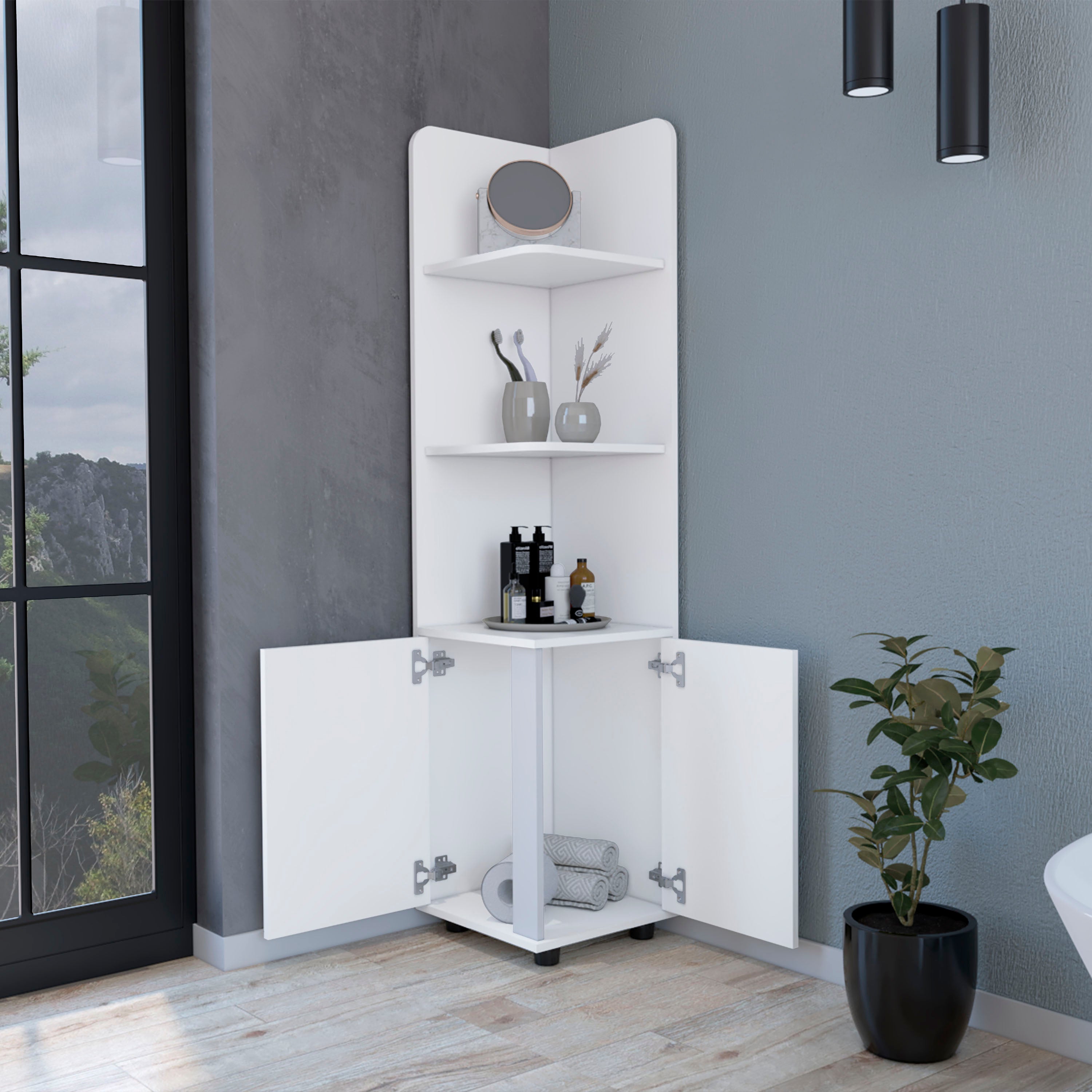 Klay 2-Door 4-Shelf Tall Storage Cabinet White