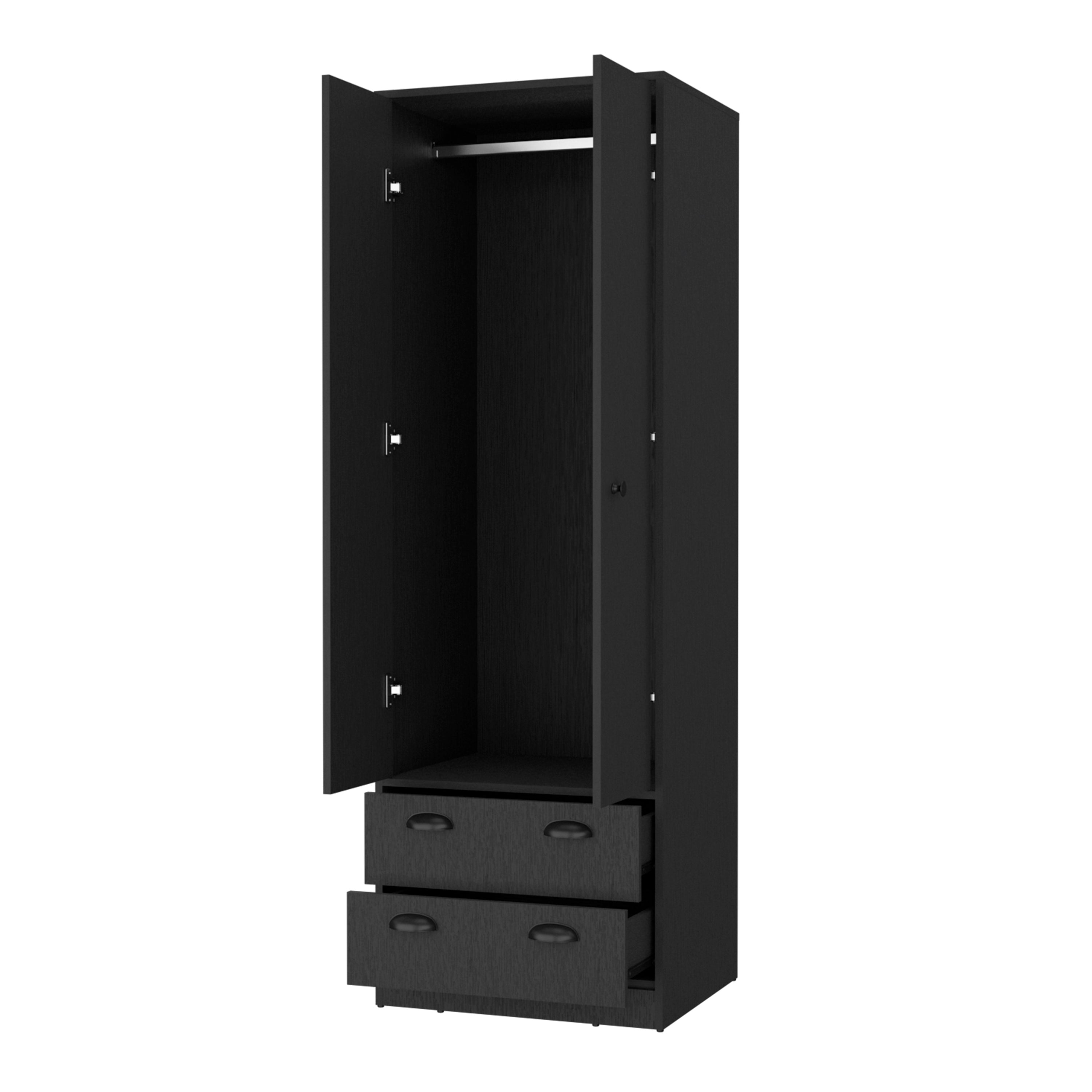 Westminster 2-Door 2-Drawer Armoire with Hanging Rod Black