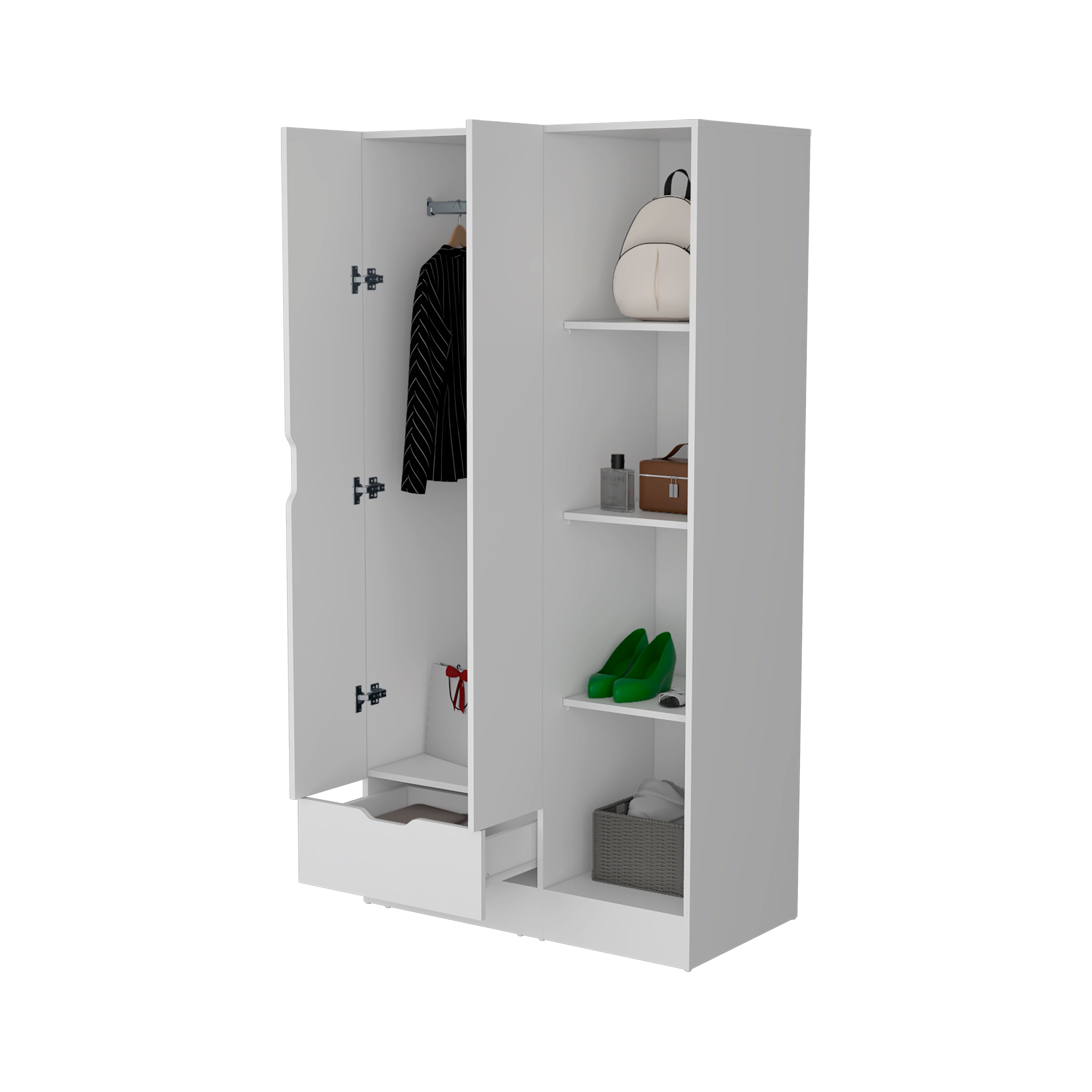 Cimarron 2-Door Armoire with Open Compartment White