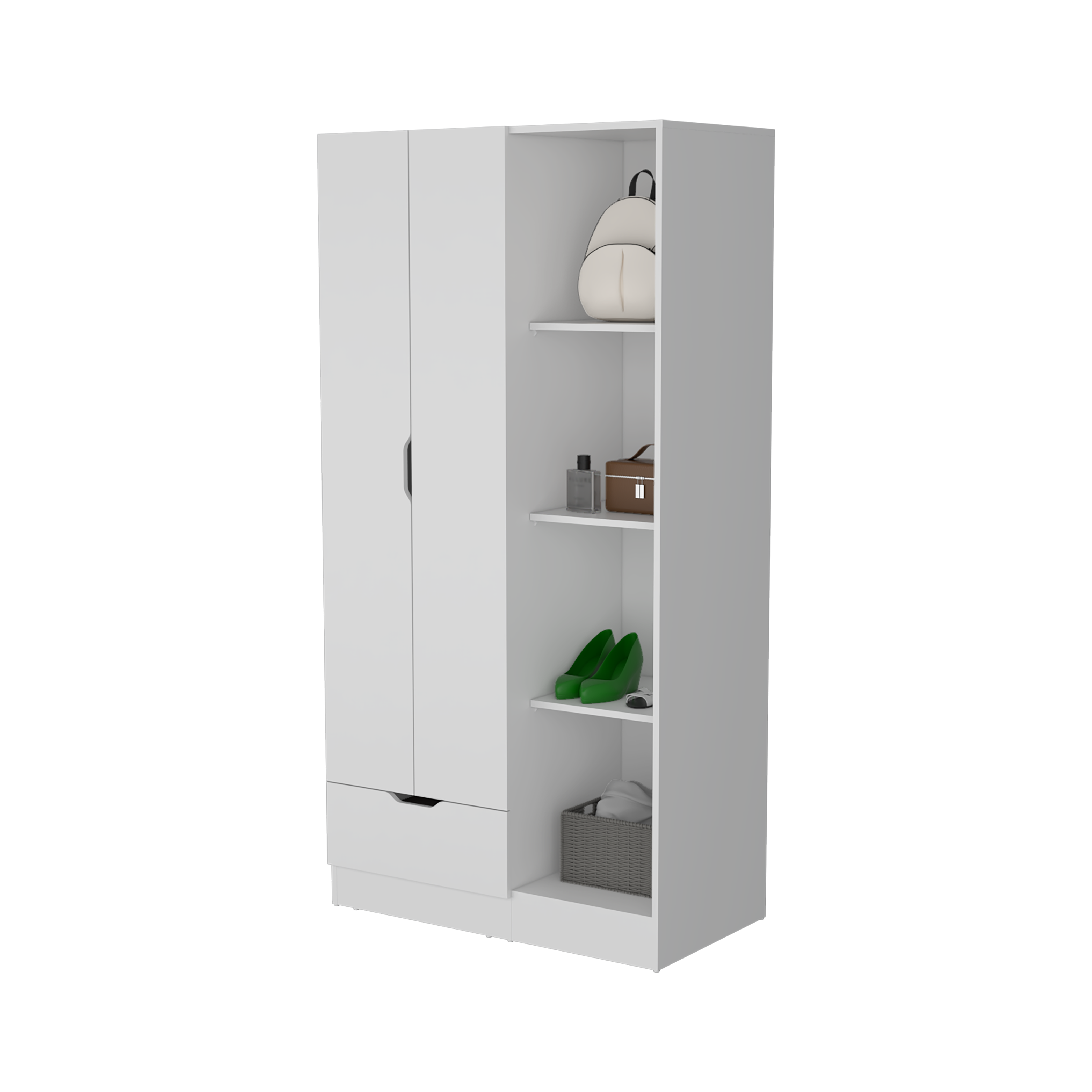 Cimarron 2-Door Armoire with Open Compartment White