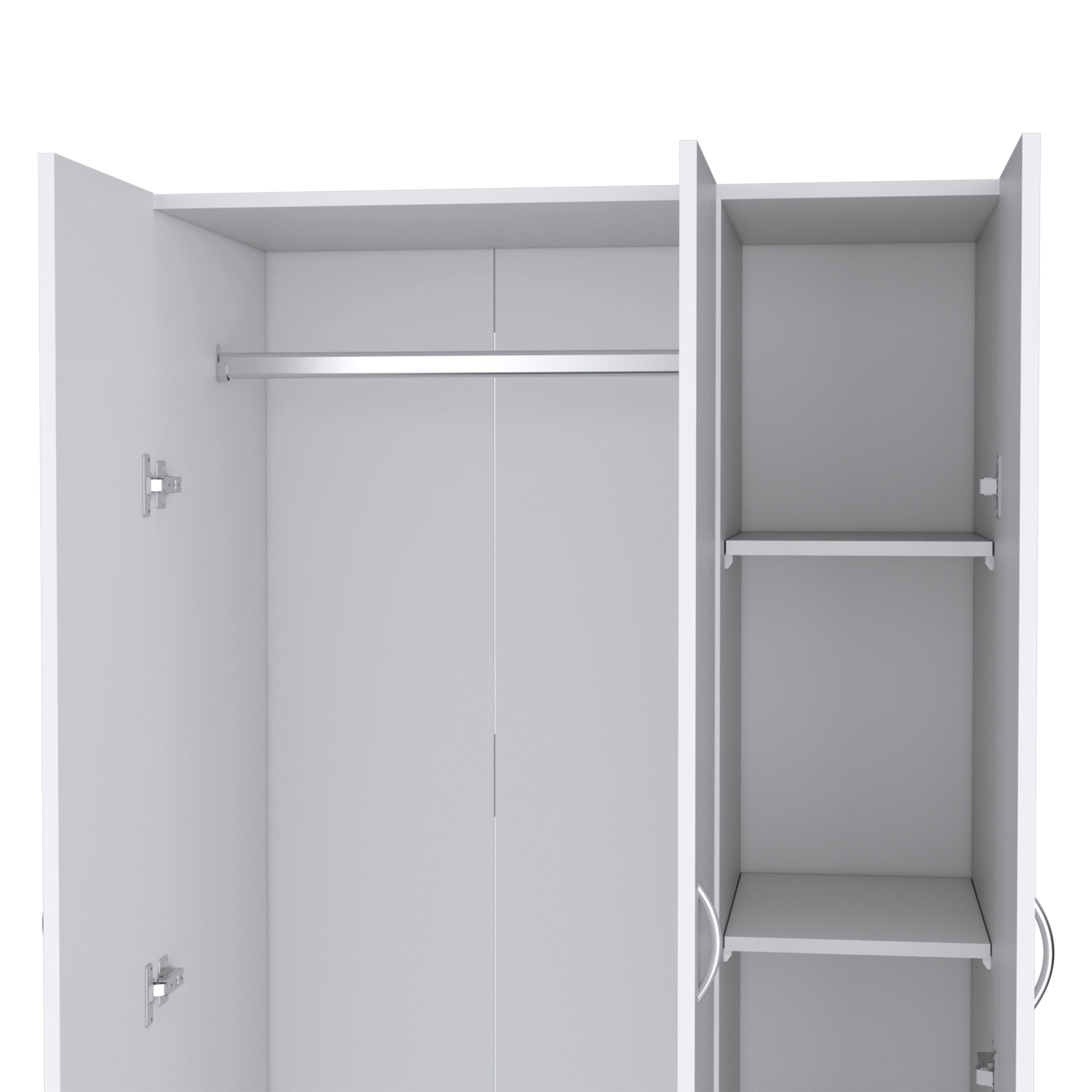 Augusta 3-Door Wardrobe with Hanging Rod White