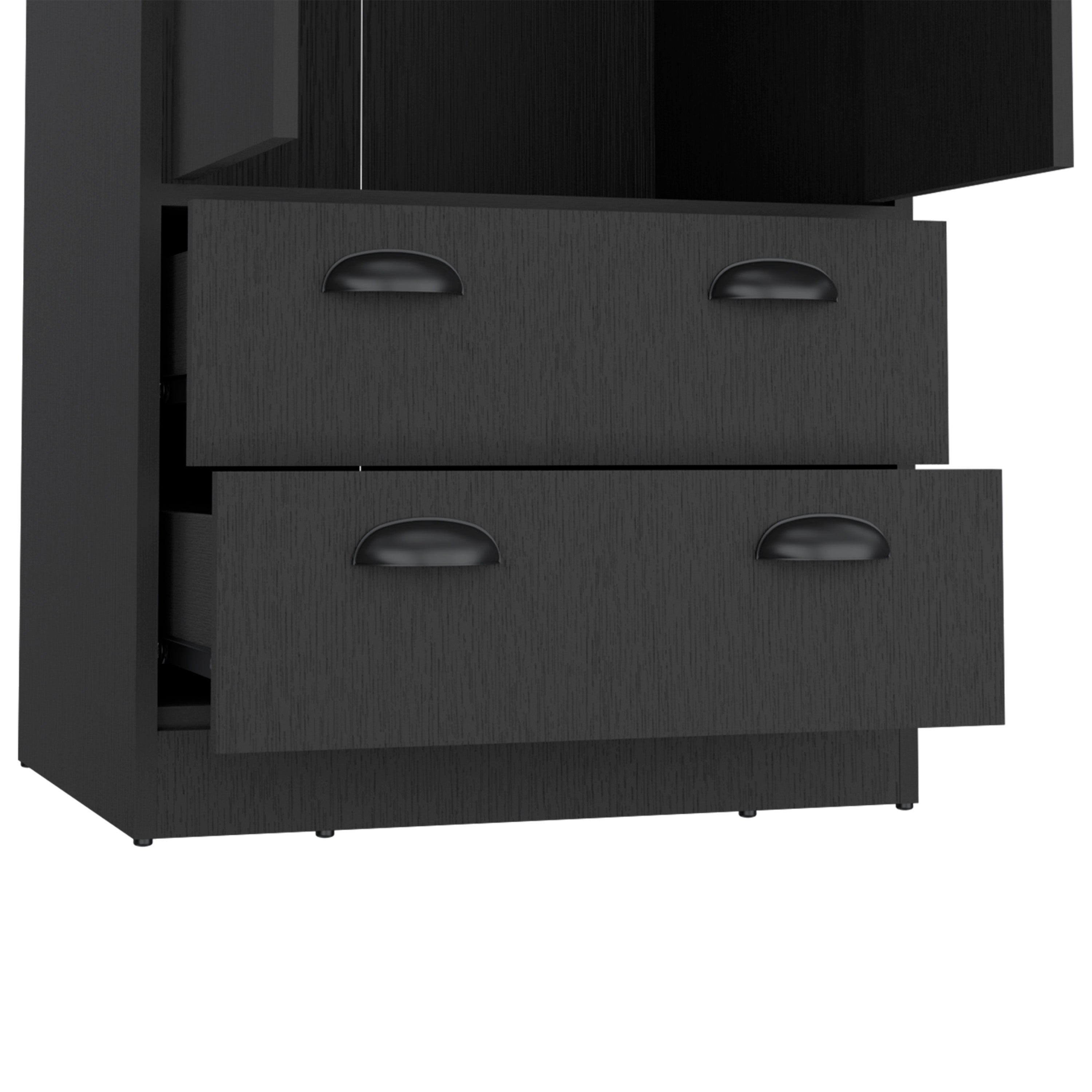 Westminster 2-Door 2-Drawer Armoire with Hanging Rod Black