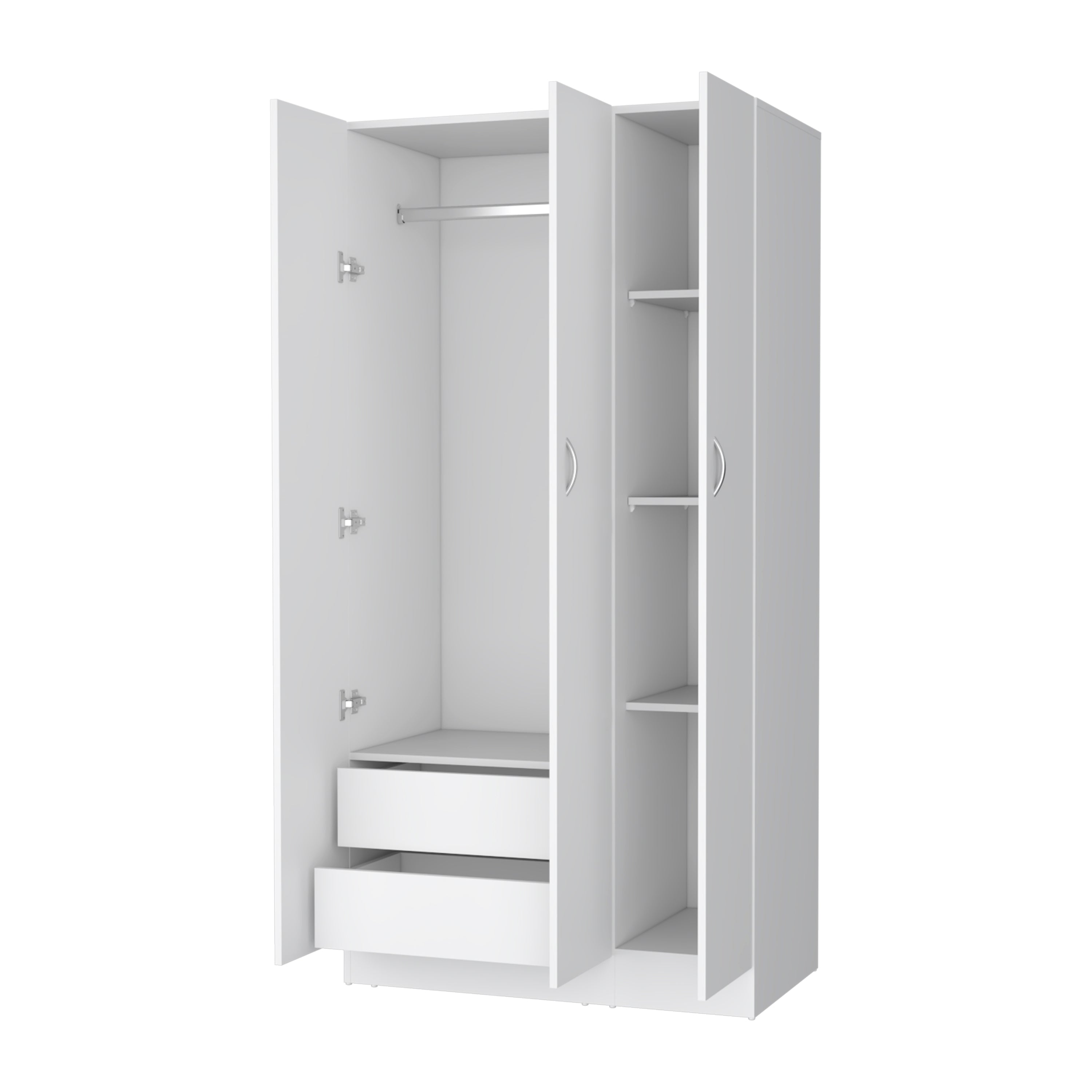 Augusta 3-Door Wardrobe with Hanging Rod White