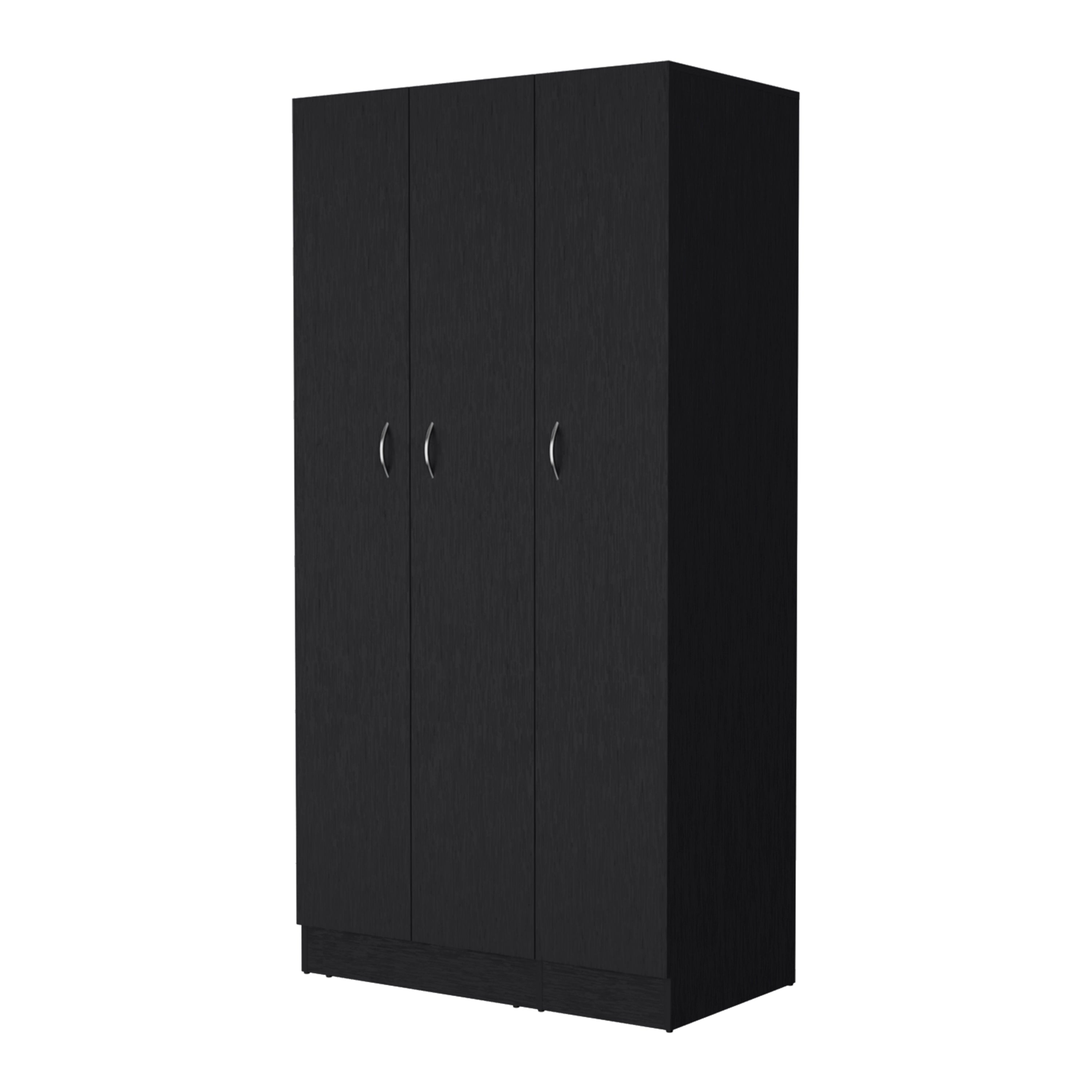 Augusta 3-Door Wardrobe with Hanging Rod Black