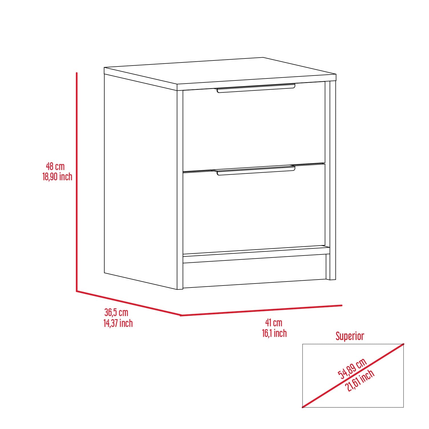 Mercer 2-Piece Bedroom Set, Armoire + Nightstand, White and Smokey Oak