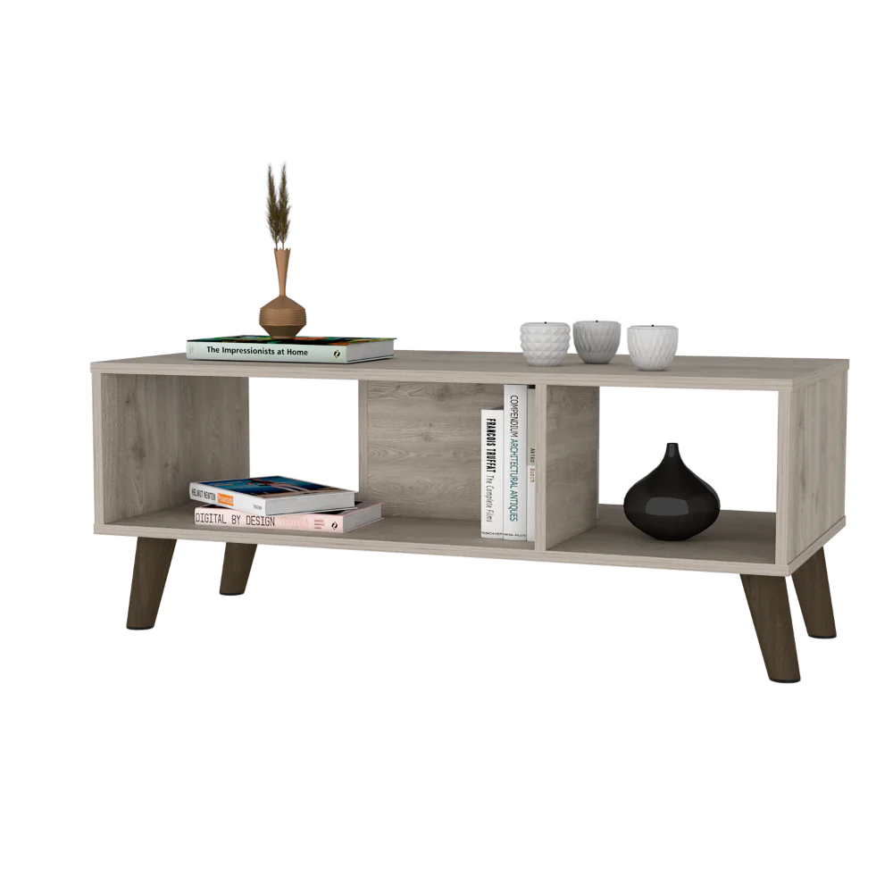 Light Grey 2-Shelf Rectangle Coffee Table