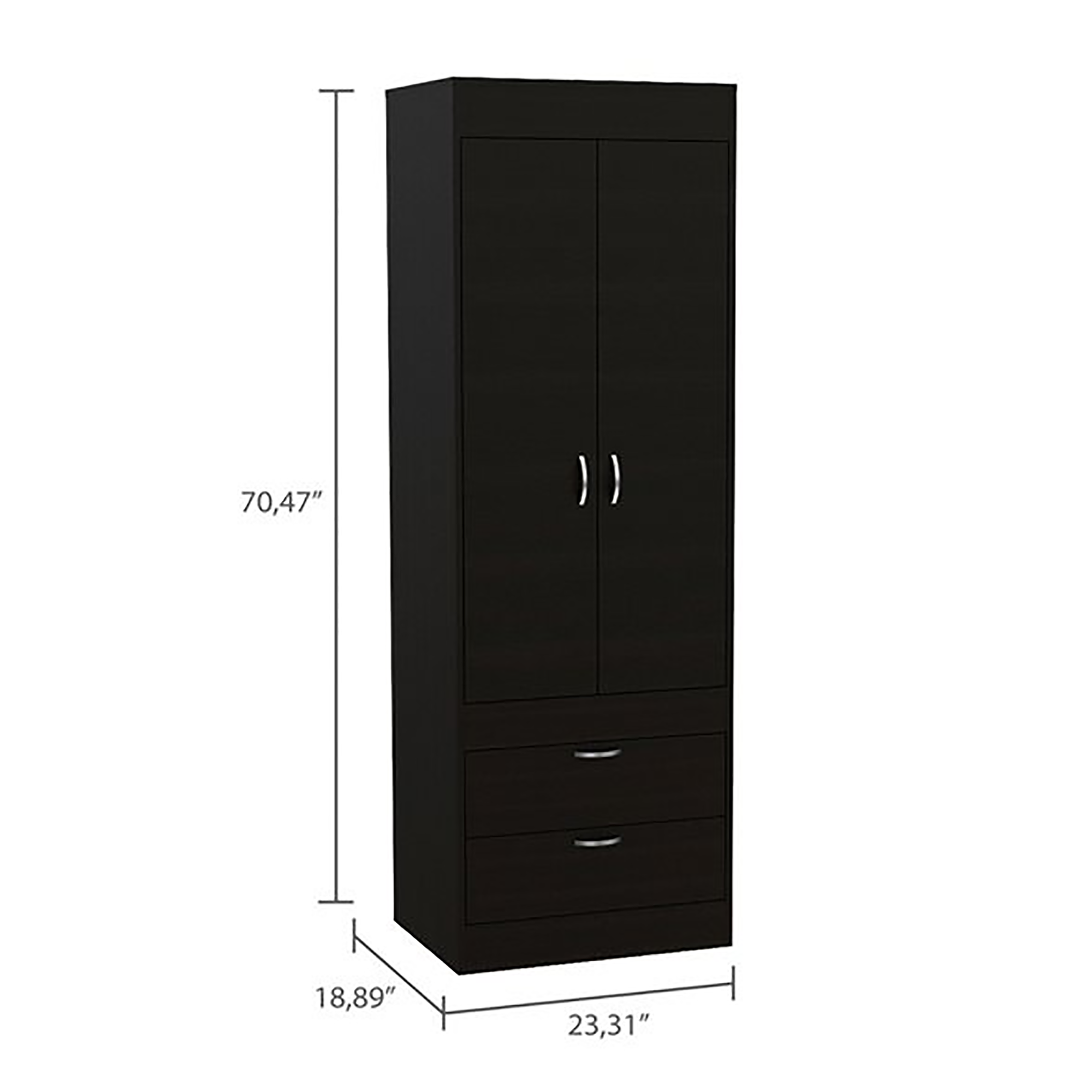 Black Wengue 2-Drawer Armoire