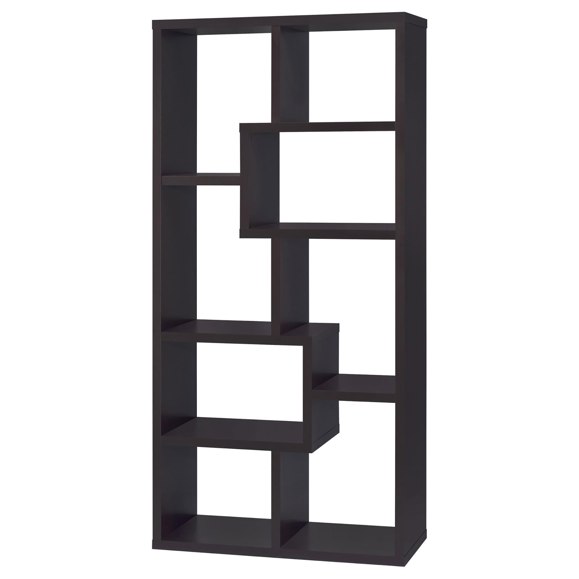 8-shelf Cappuccino Geometric Bookcase