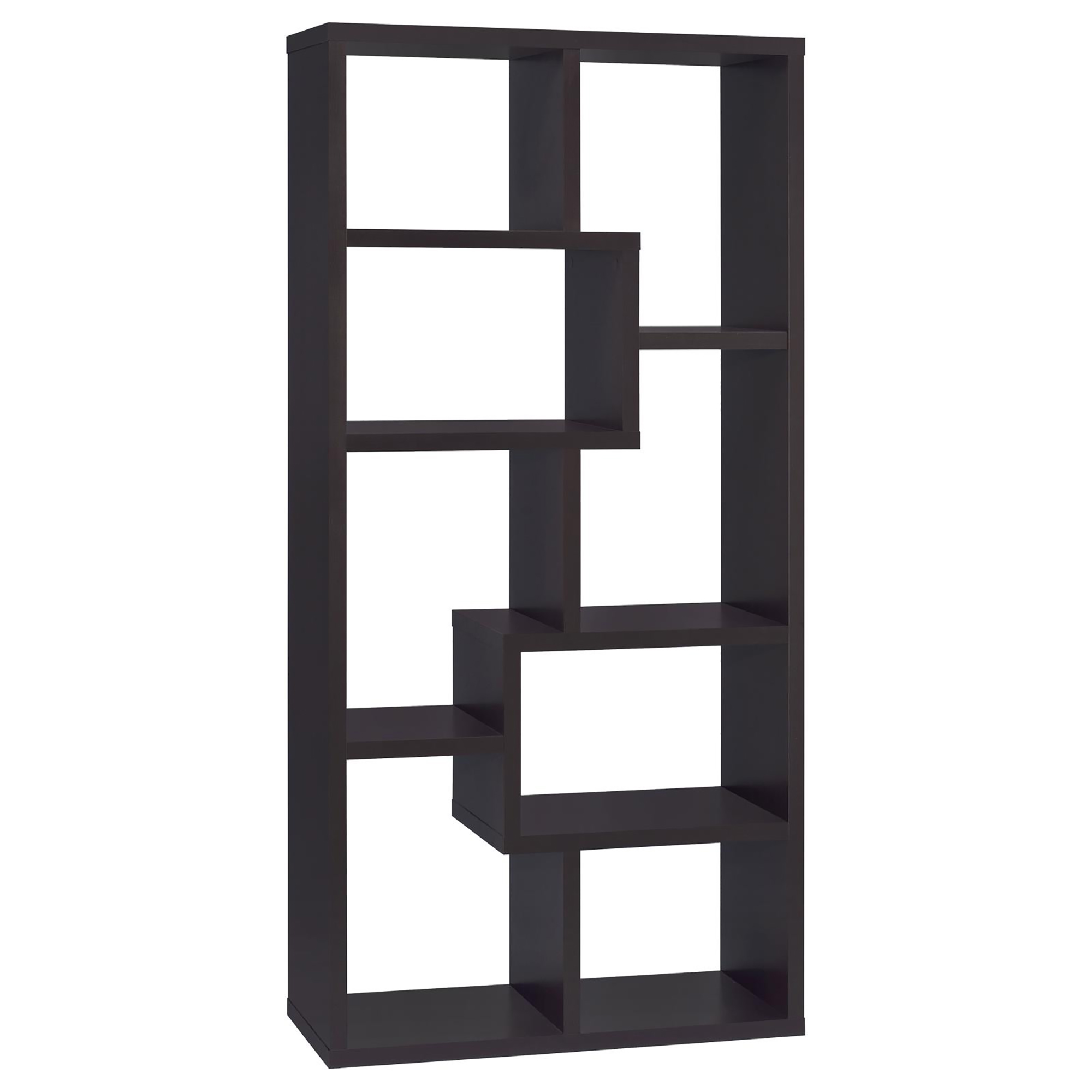 8-shelf Cappuccino Geometric Bookcase