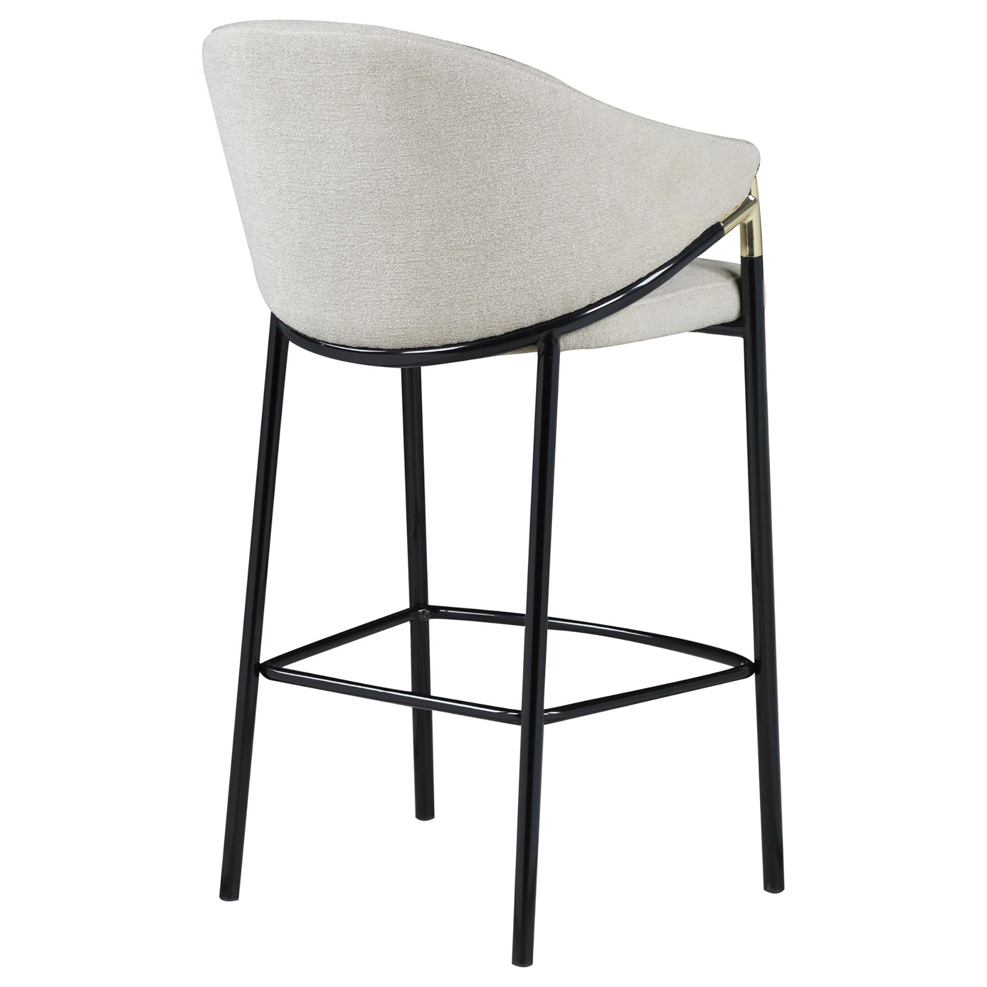 Beige and Glossy Black Sloped Arm Bar Stools (Set of 2)