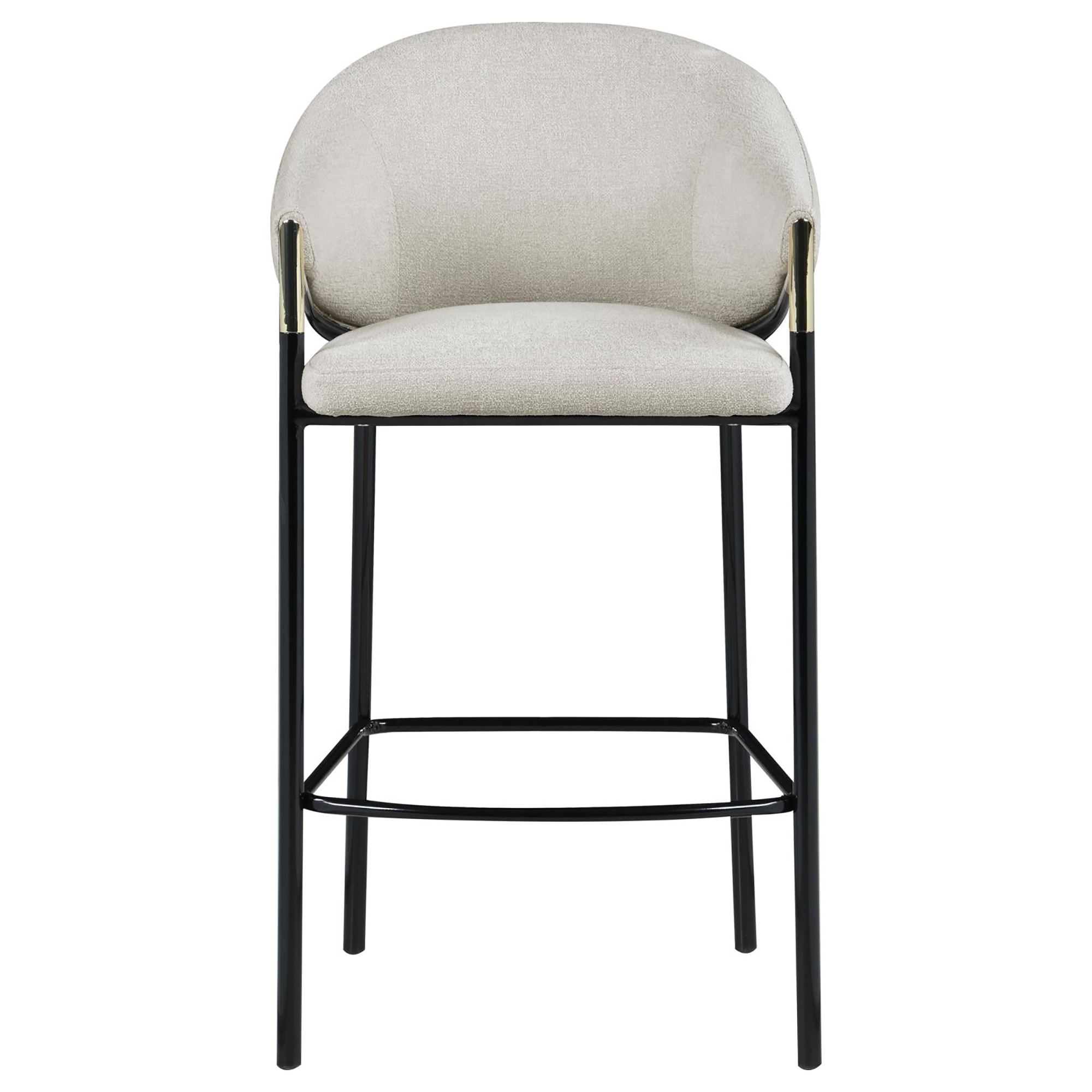 Beige and Glossy Black Sloped Arm Bar Stools (Set of 2)