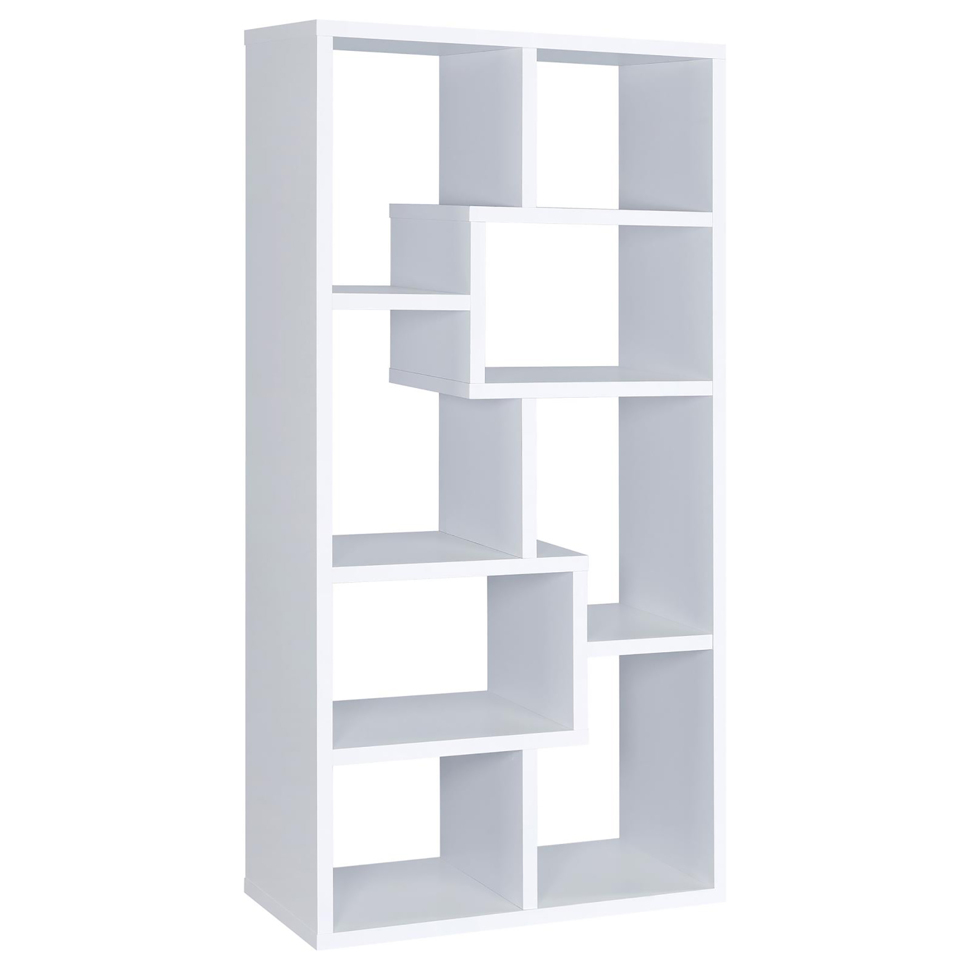 8-shelf White Geometric Bookcase