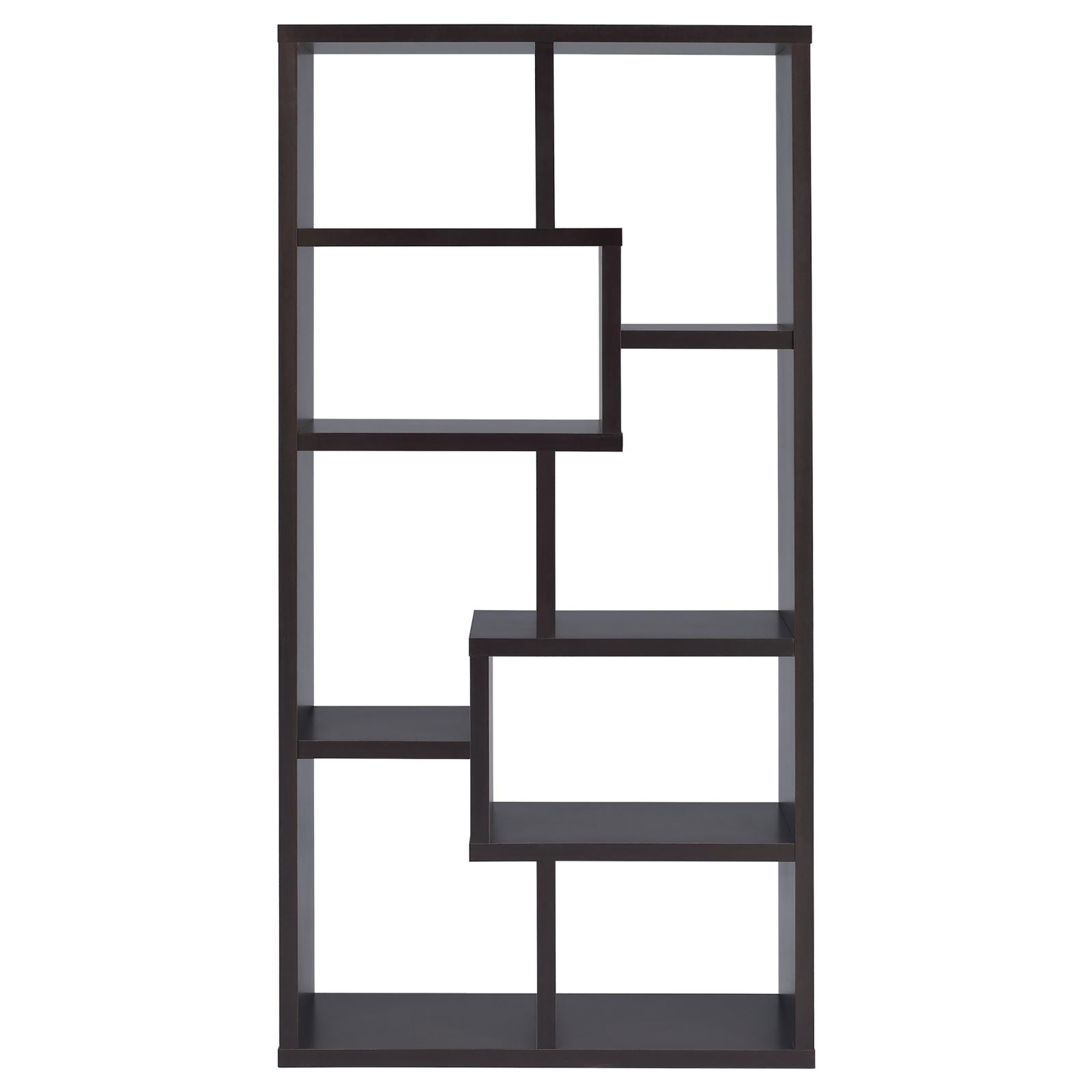 8-shelf Cappuccino Geometric Bookcase