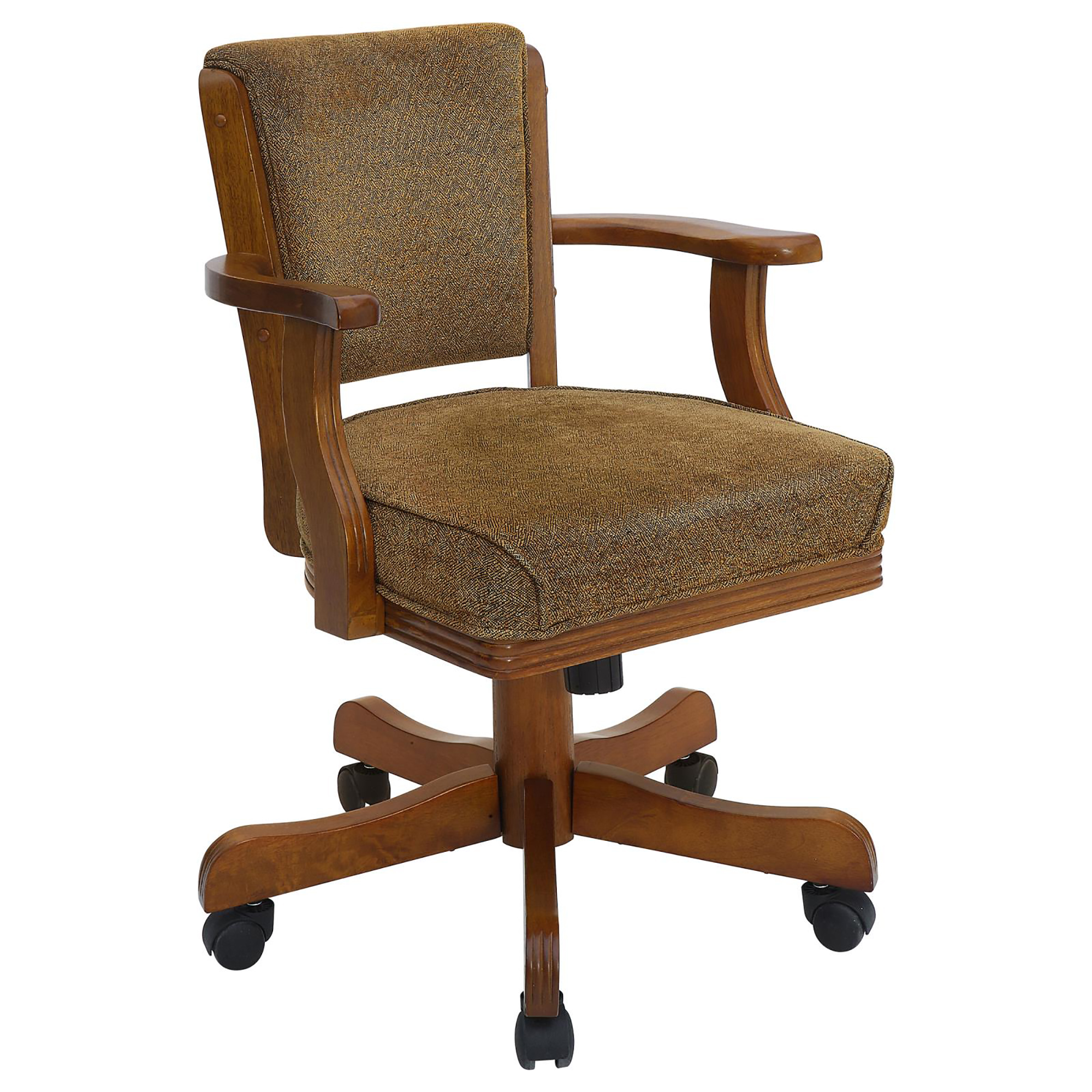 Olive Brown and Amber Upholstered Game Chair with Casters