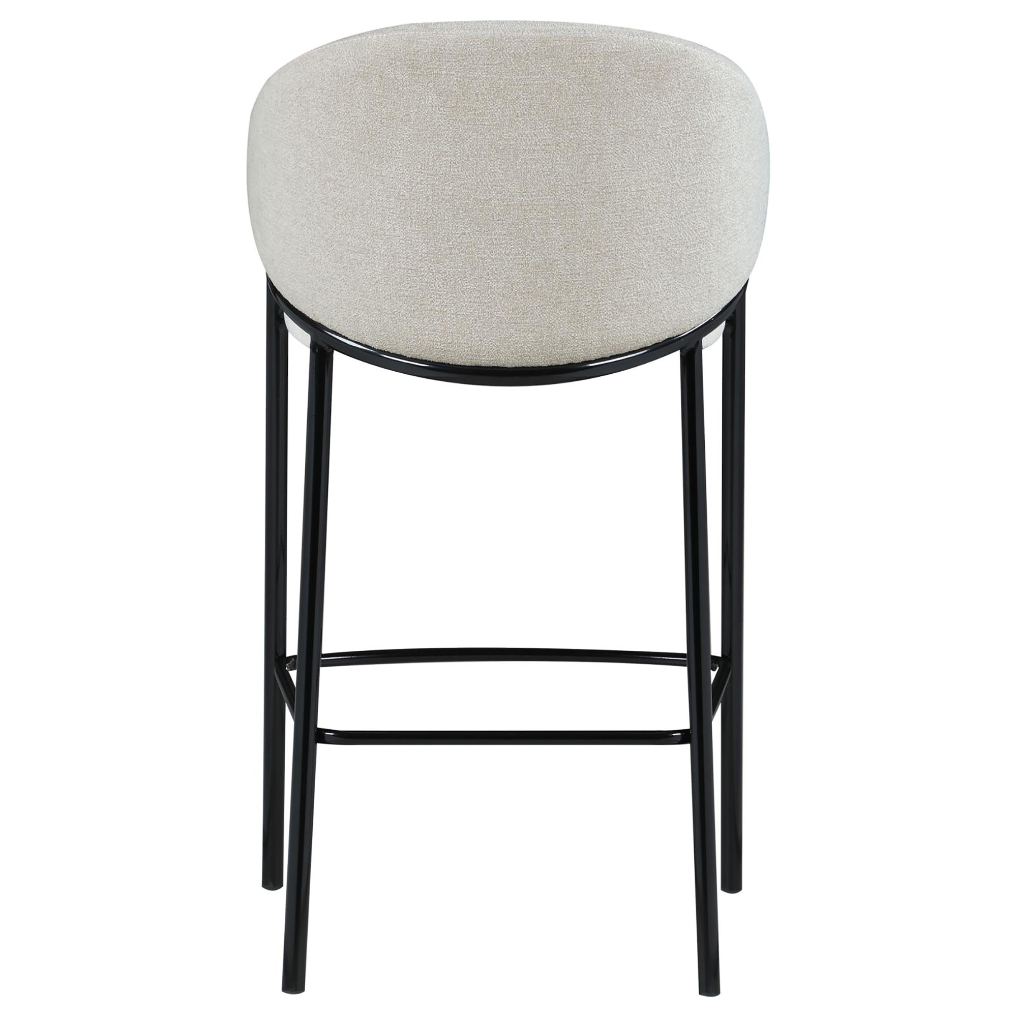 Beige and Glossy Black Sloped Arm Bar Stools (Set of 2)