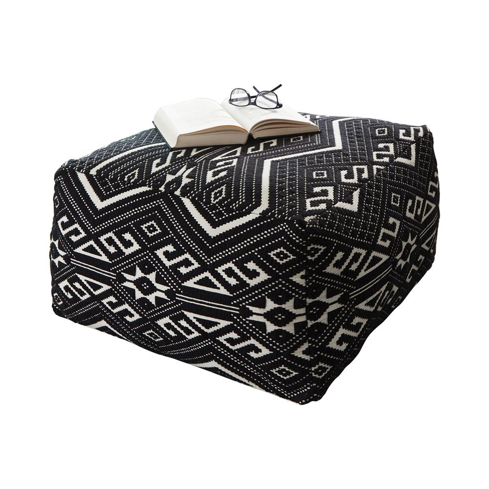 Black and White Square Accent Stool