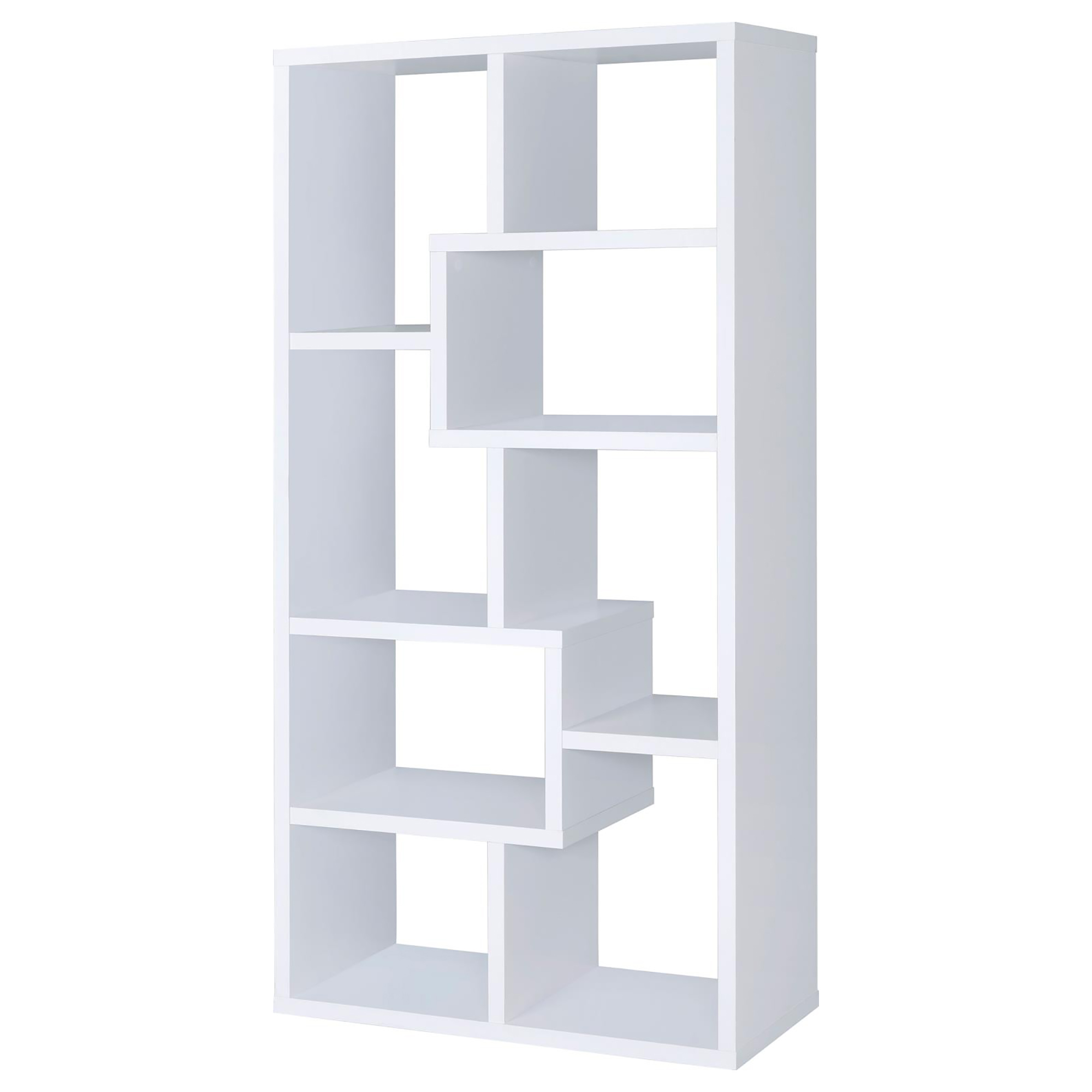 8-shelf White Geometric Bookcase