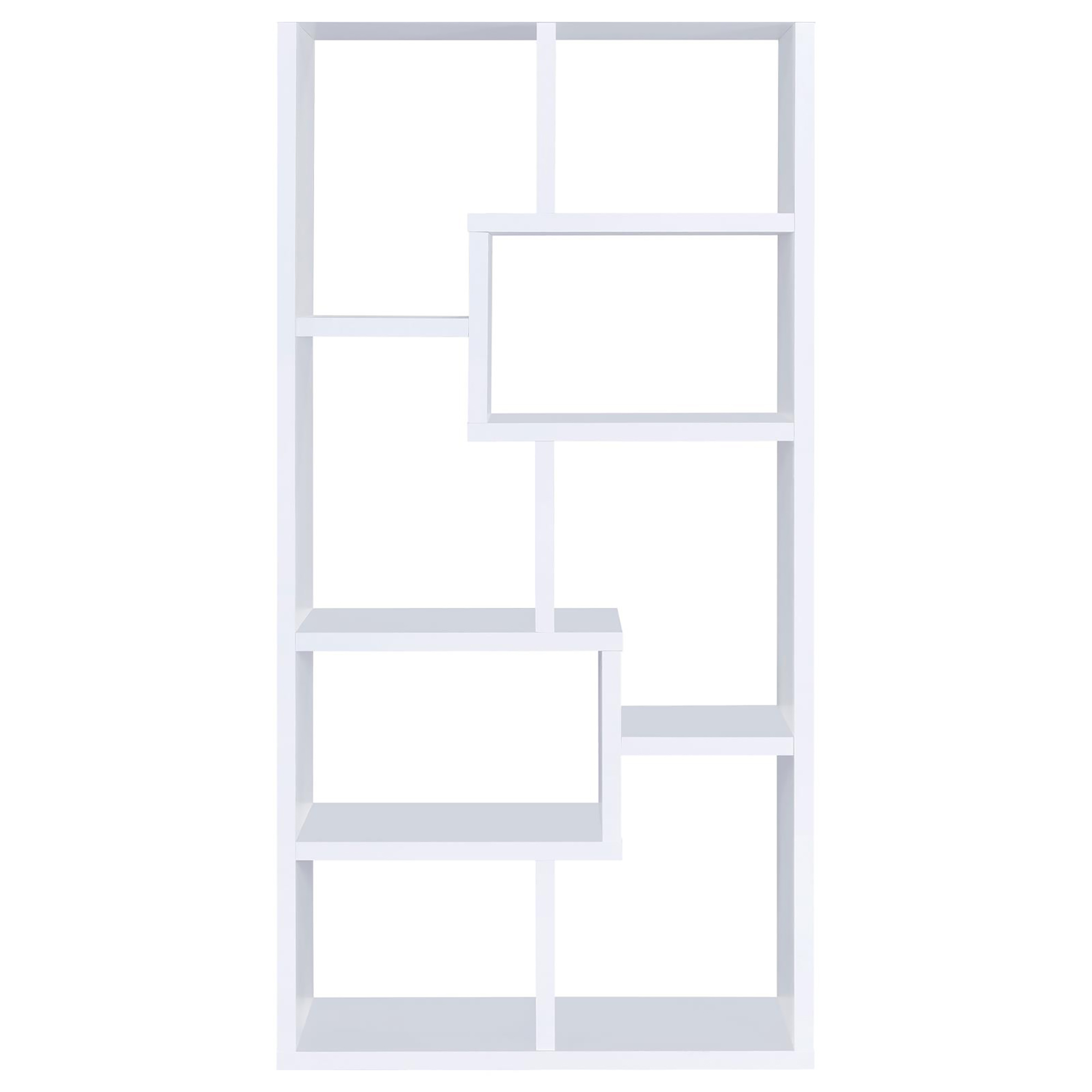 8-shelf White Geometric Bookcase