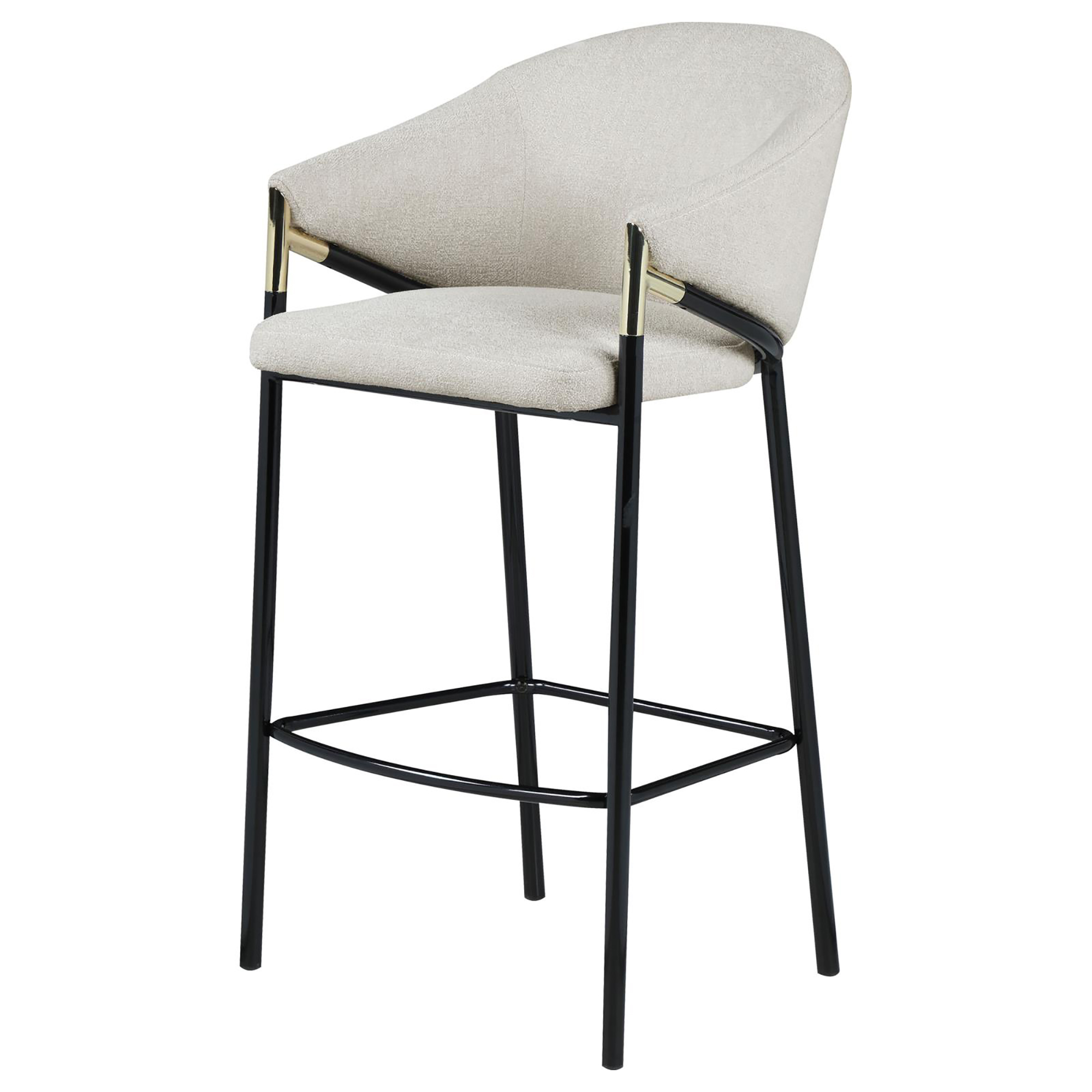 Beige and Glossy Black Sloped Arm Bar Stools (Set of 2)