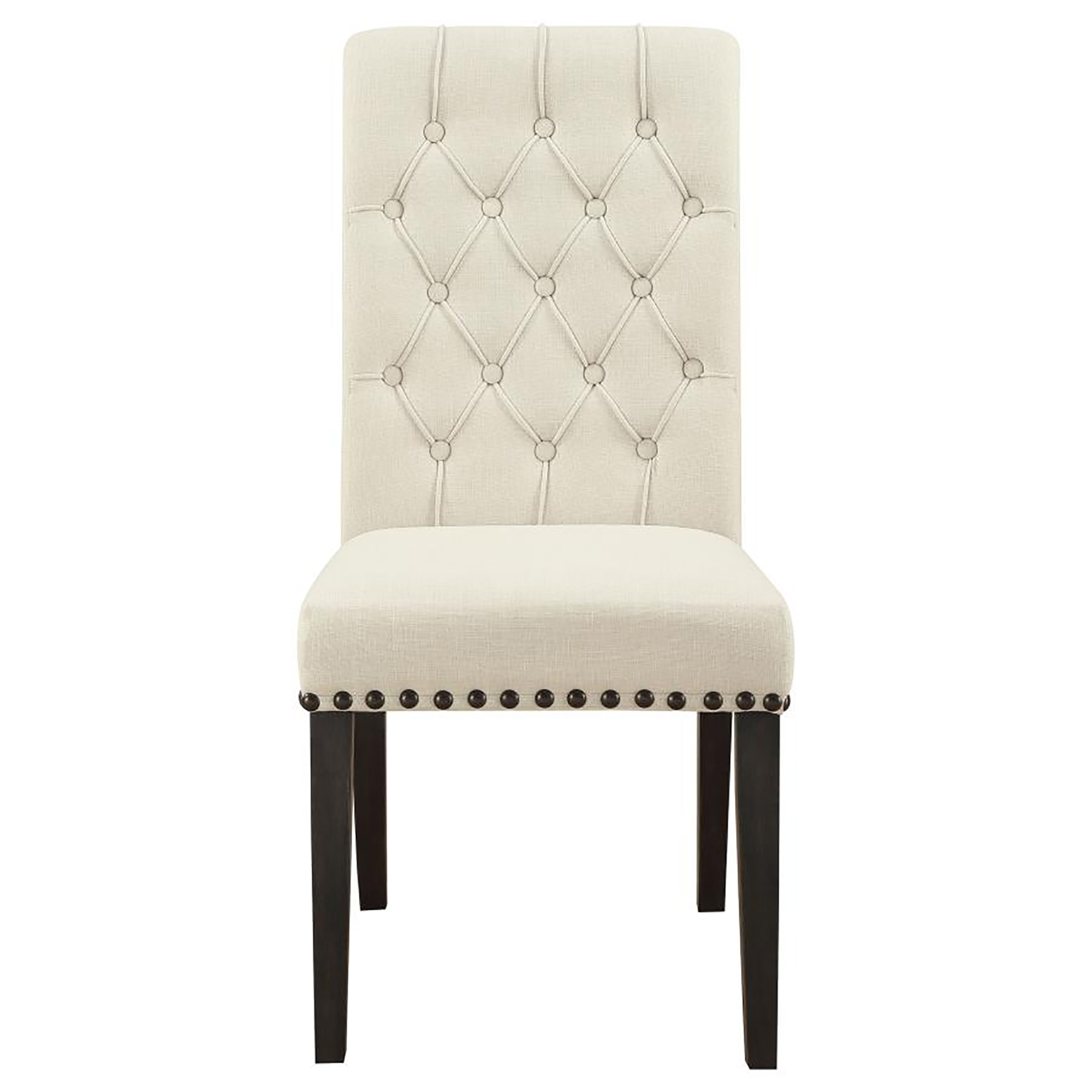 Beige and Smokey Black Tufted Side Chairs (Set of 2)