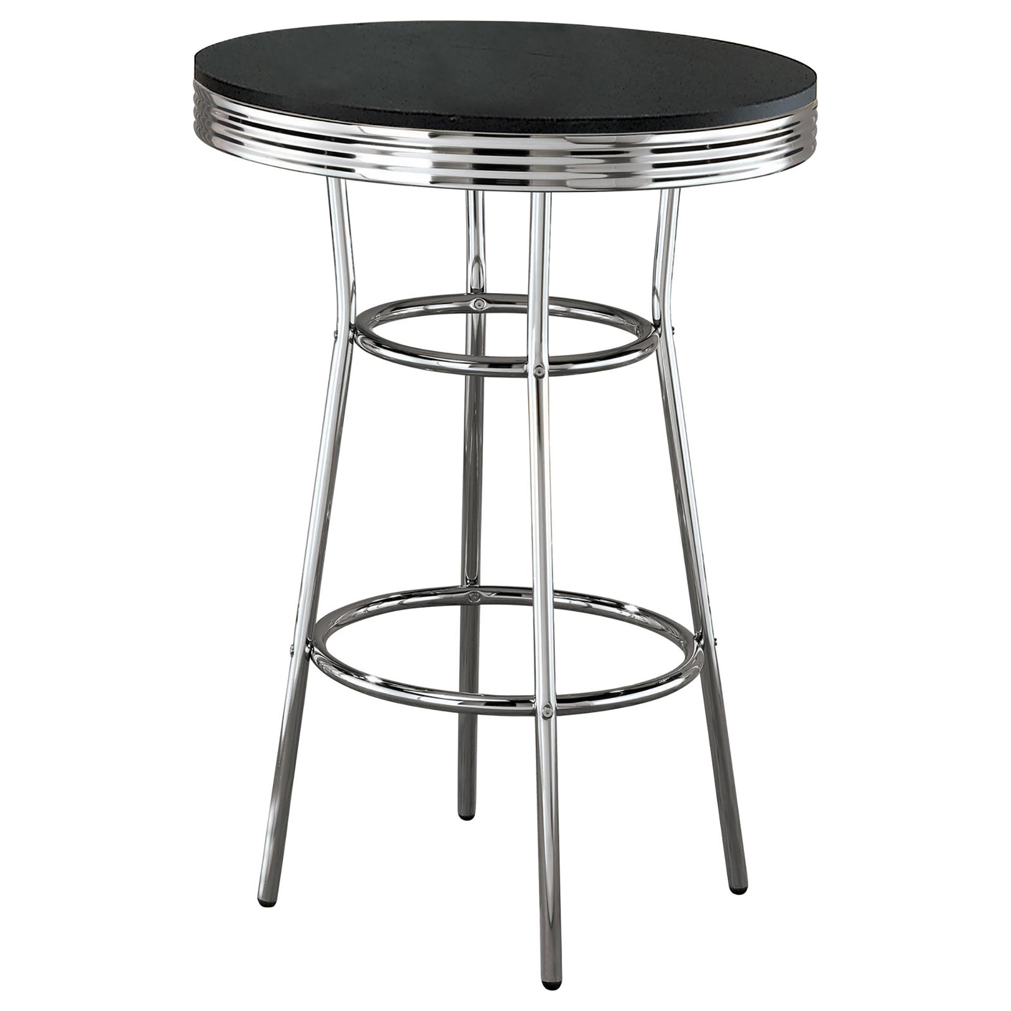 Black and Chrome Round Bar Table