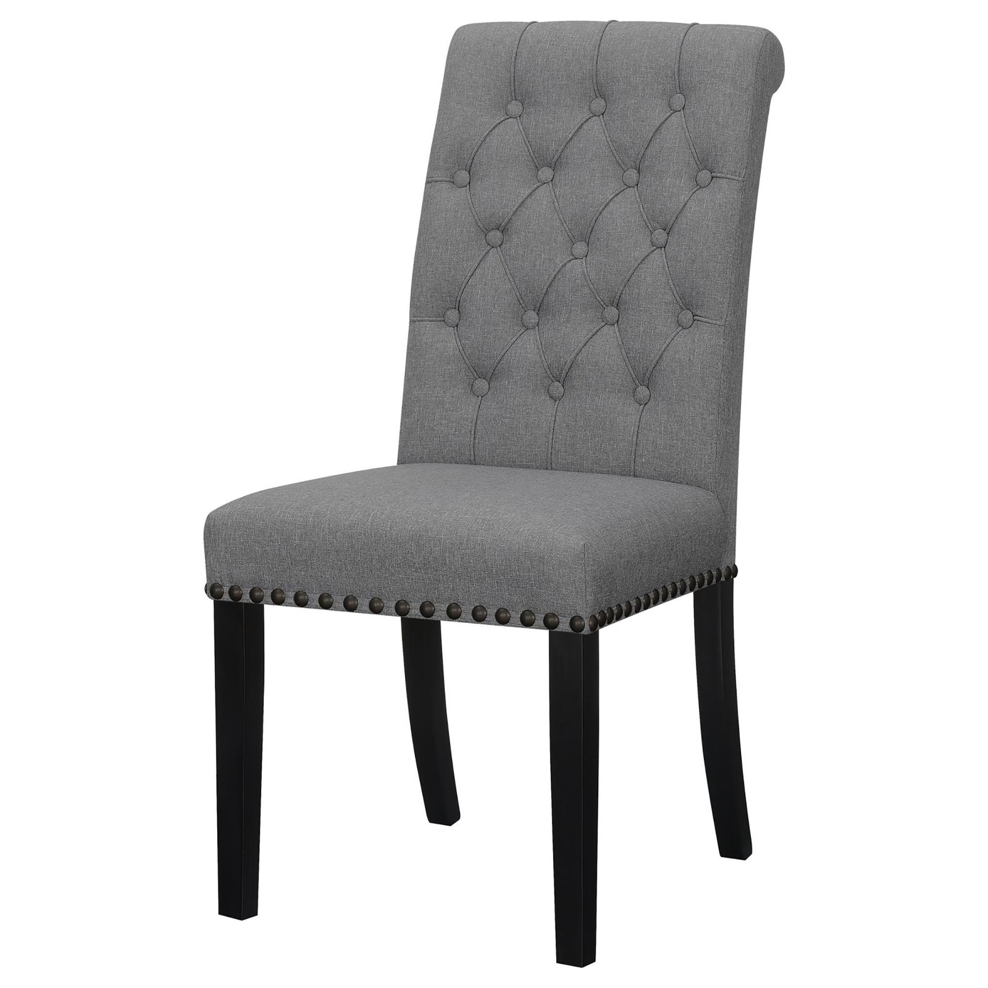 Grey and Rustic Espresso Tufted Side Chairs (Set of 2)