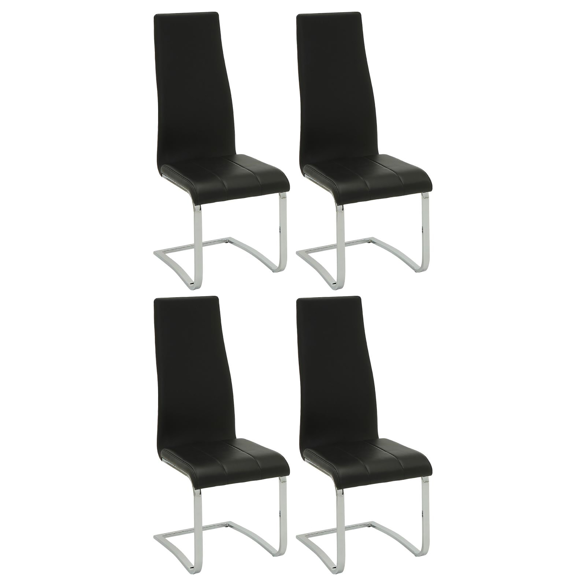 Black and Chrome High Back Side Chairs (Set of 4)