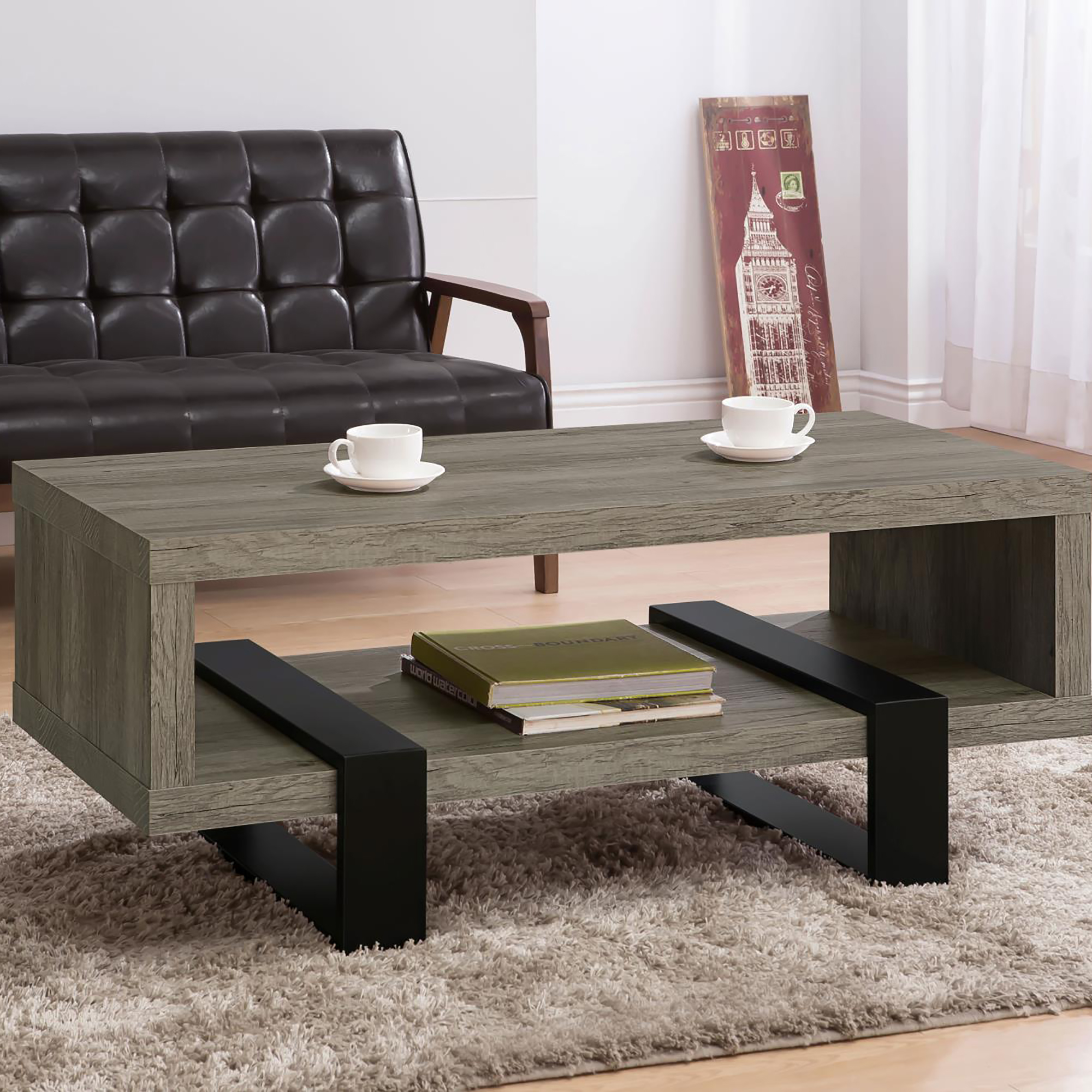 Grey Driftwood 1-shelf Coffee Table