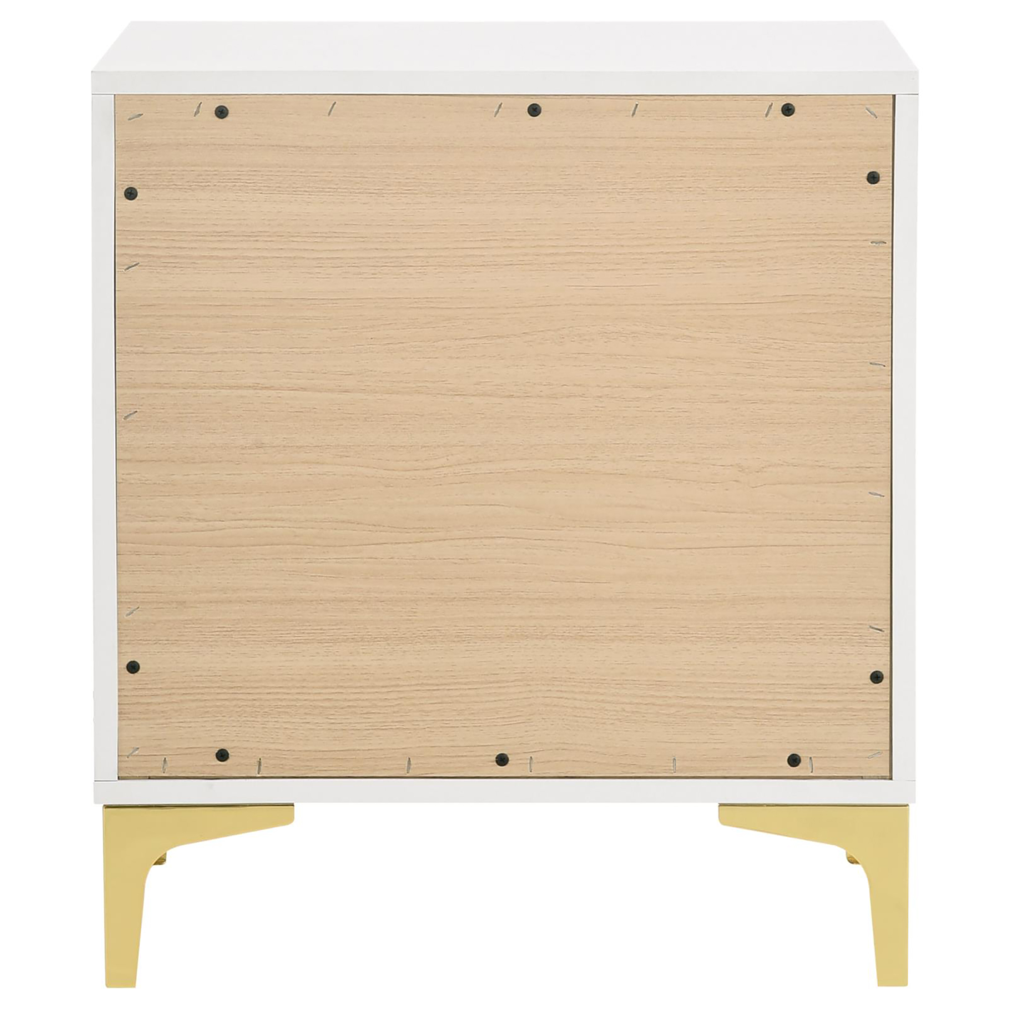 White and Gold 2-Drawer Rectangular Nightstand