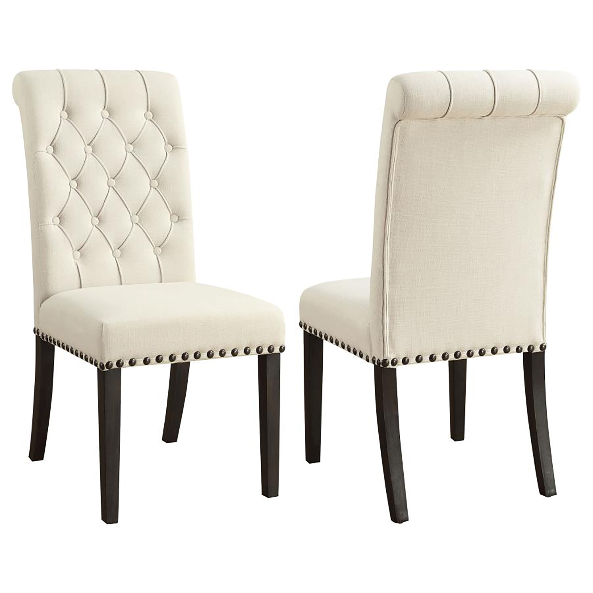 Beige and Smokey Black Tufted Side Chairs (Set of 2)